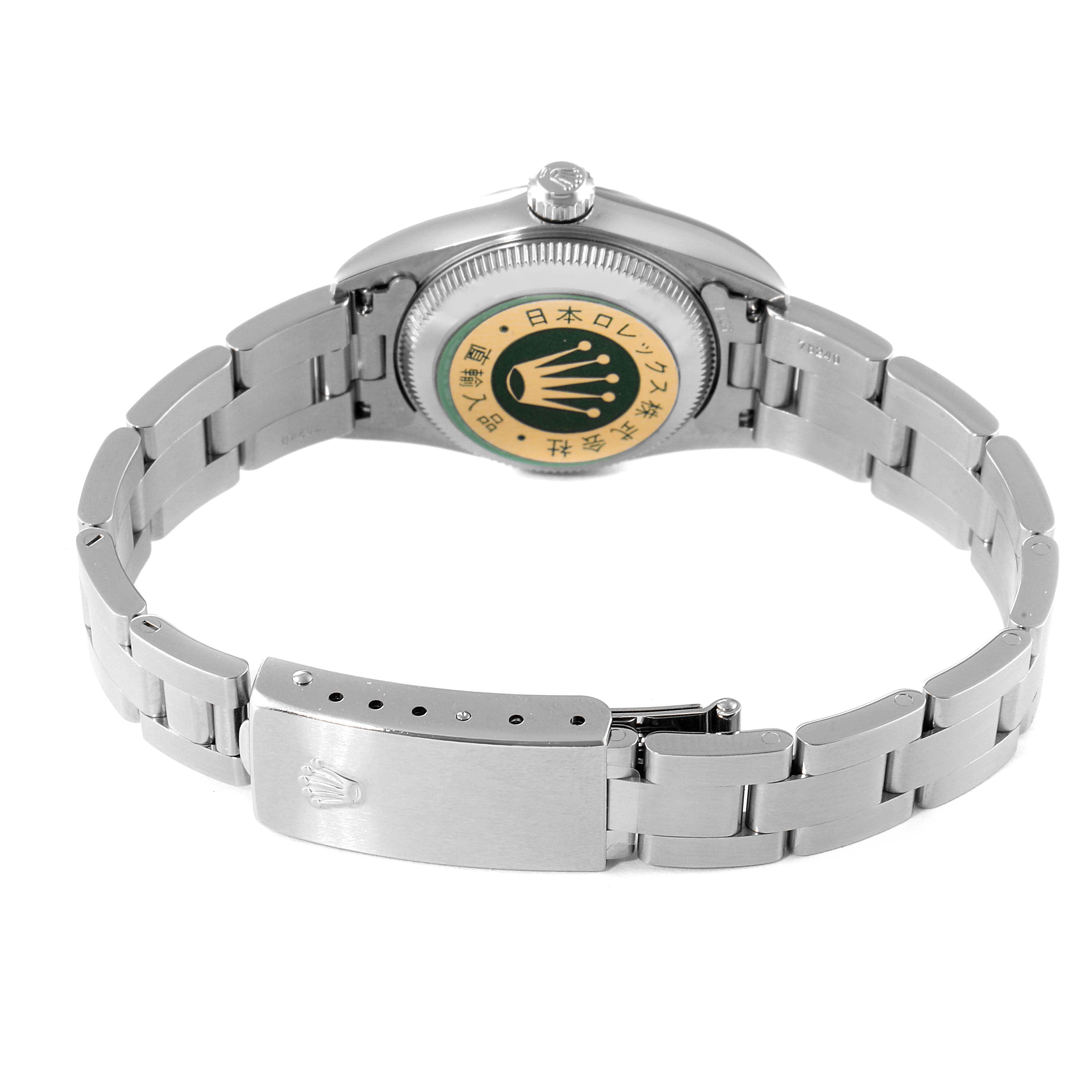 Rolex Oyster Perpetual Steel White Gold Silver Dial Ladies Watch 76094 NOS