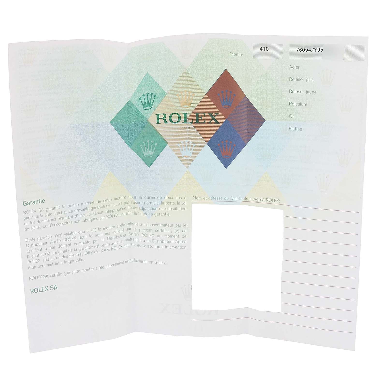 Rolex Oyster Perpetual Steel White Gold Silver Dial Watch 76094 Box Papers