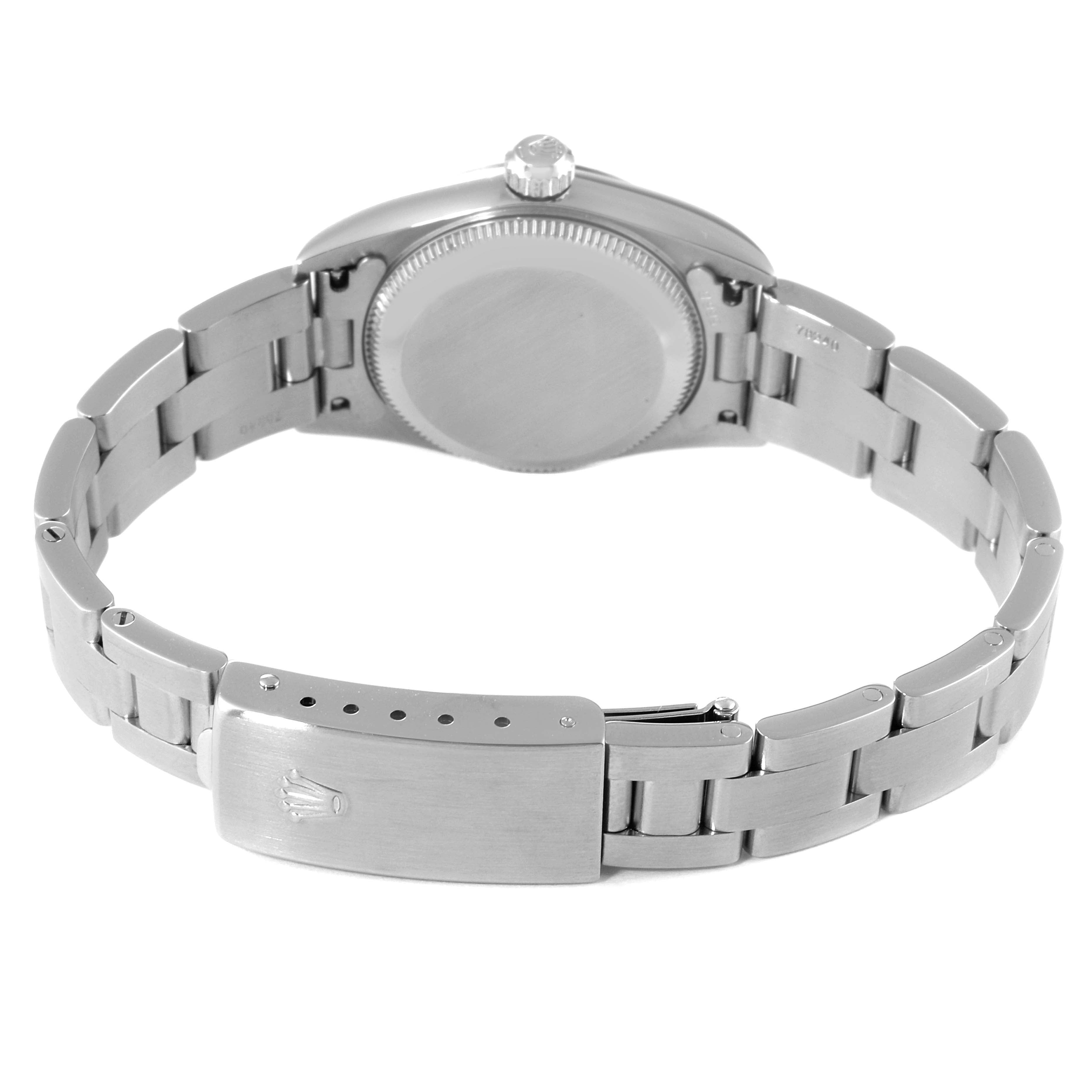 Rolex Oyster Perpetual Steel White Gold Silver Dial Watch 76094 Box Papers