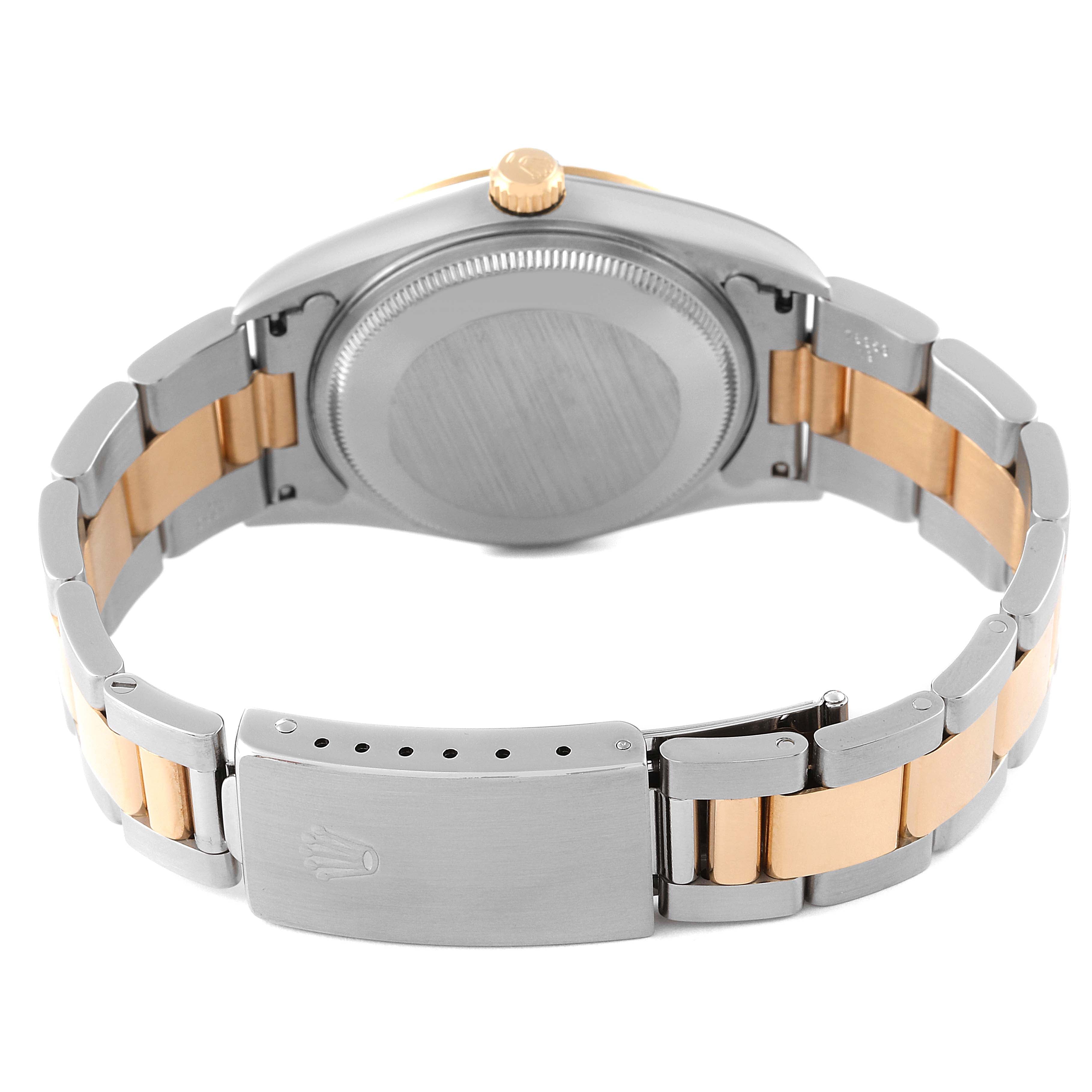 Rolex Oyster Perpetual Steel Yellow Gold Black Dial Mens Watch 14233