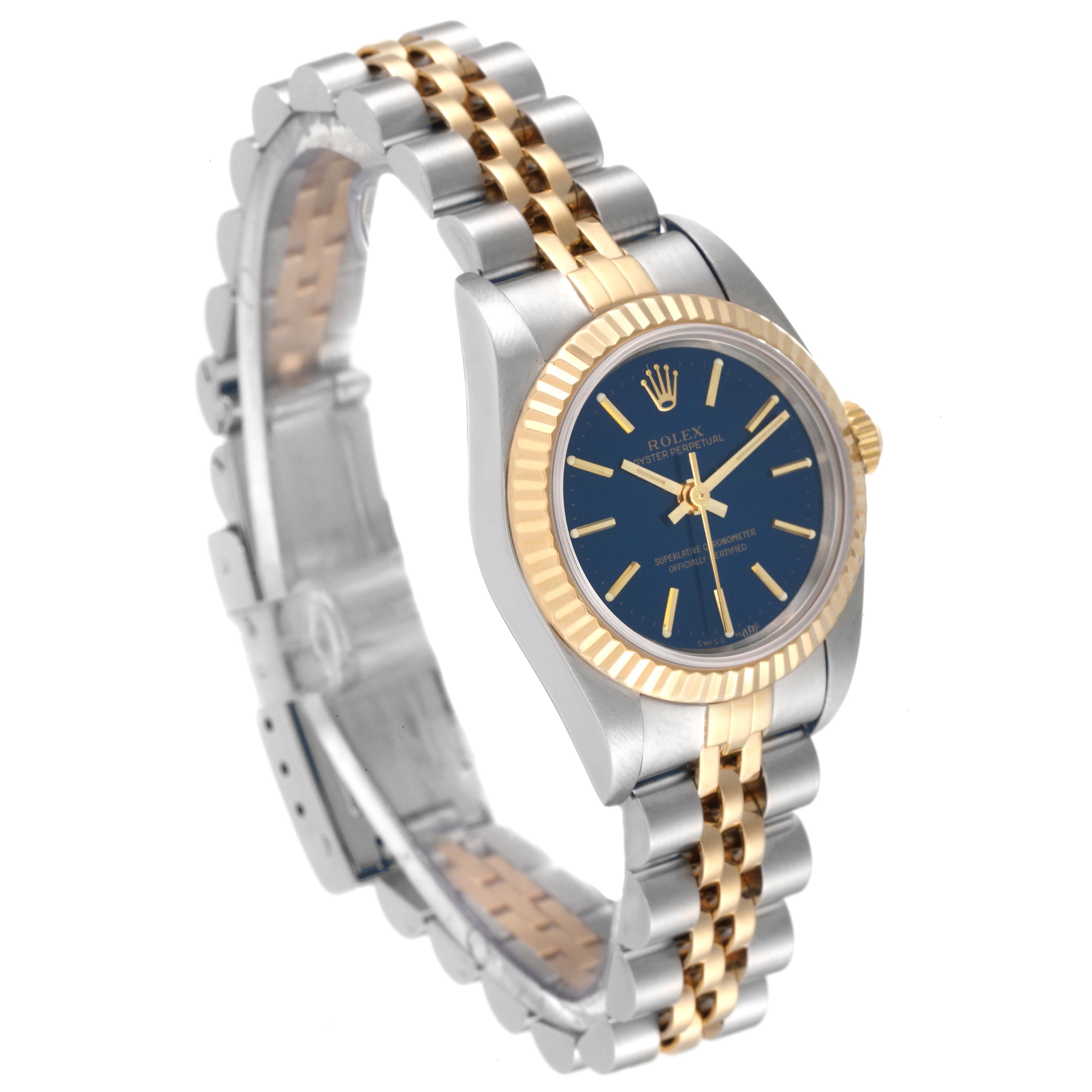 Rolex Oyster Perpetual Steel Yellow Gold Blue Dial Ladies Watch 76193