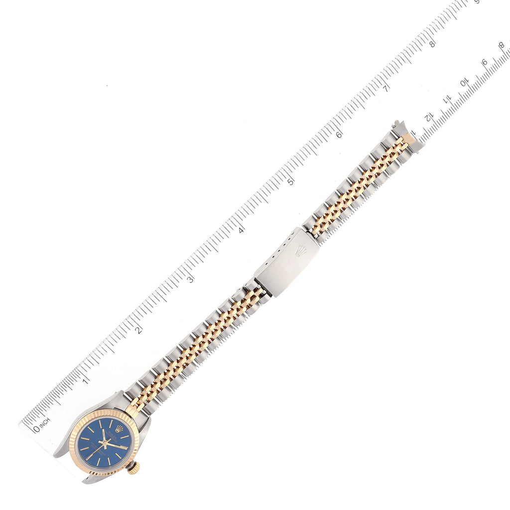 Rolex Oyster Perpetual Steel Yellow Gold Blue Dial Ladies Watch 76193