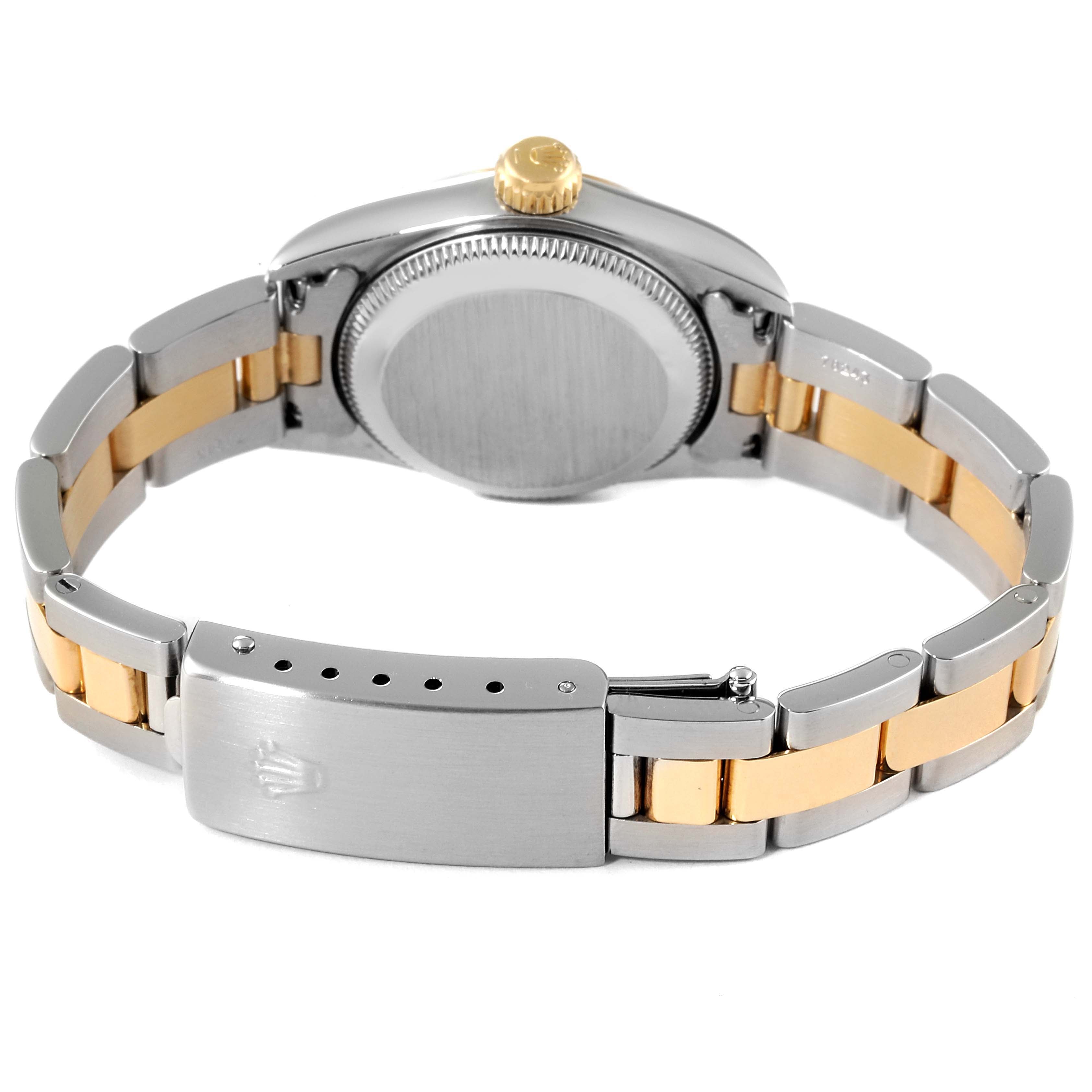 Rolex Oyster Perpetual Steel Yellow Gold Blue Dial Watch 67183 Box Papers