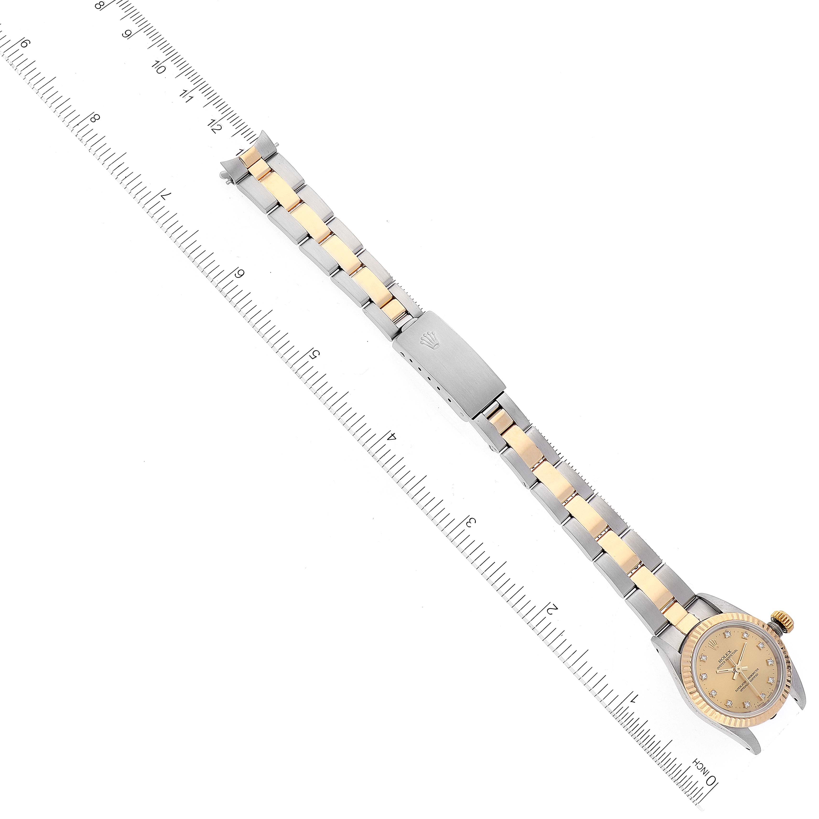Rolex Oyster Perpetual Steel Yellow Gold Diamond Ladies Watch 67193 Box Papers