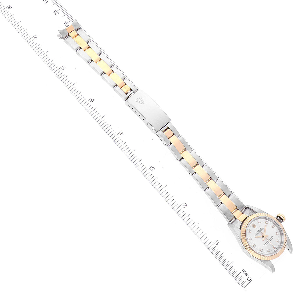 Rolex Oyster Perpetual Steel Yellow Gold Diamond Ladies Watch 76193 Box Papers