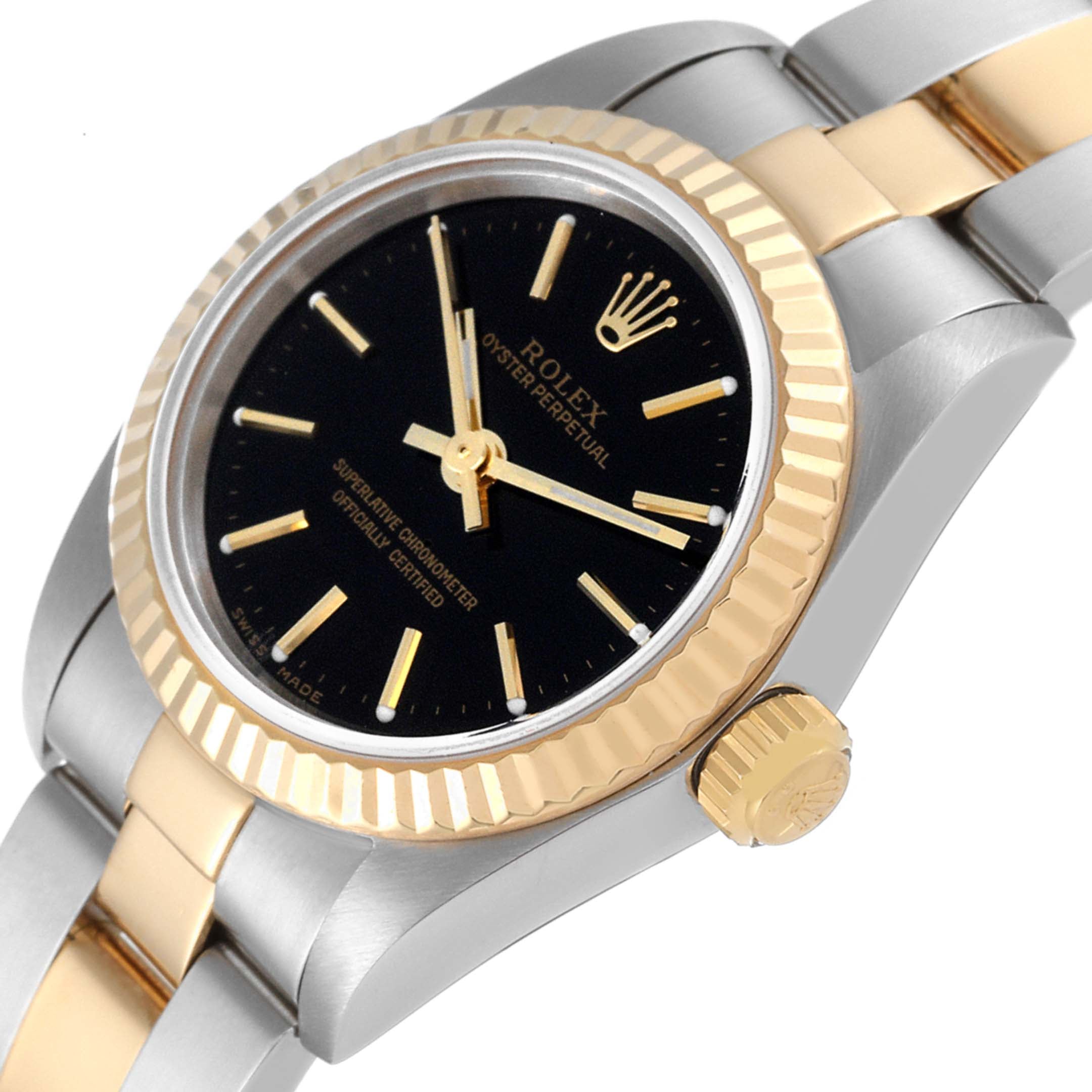 Rolex Oyster Perpetual Steel Yellow Gold Ladies Watch 76193 Box Service Card