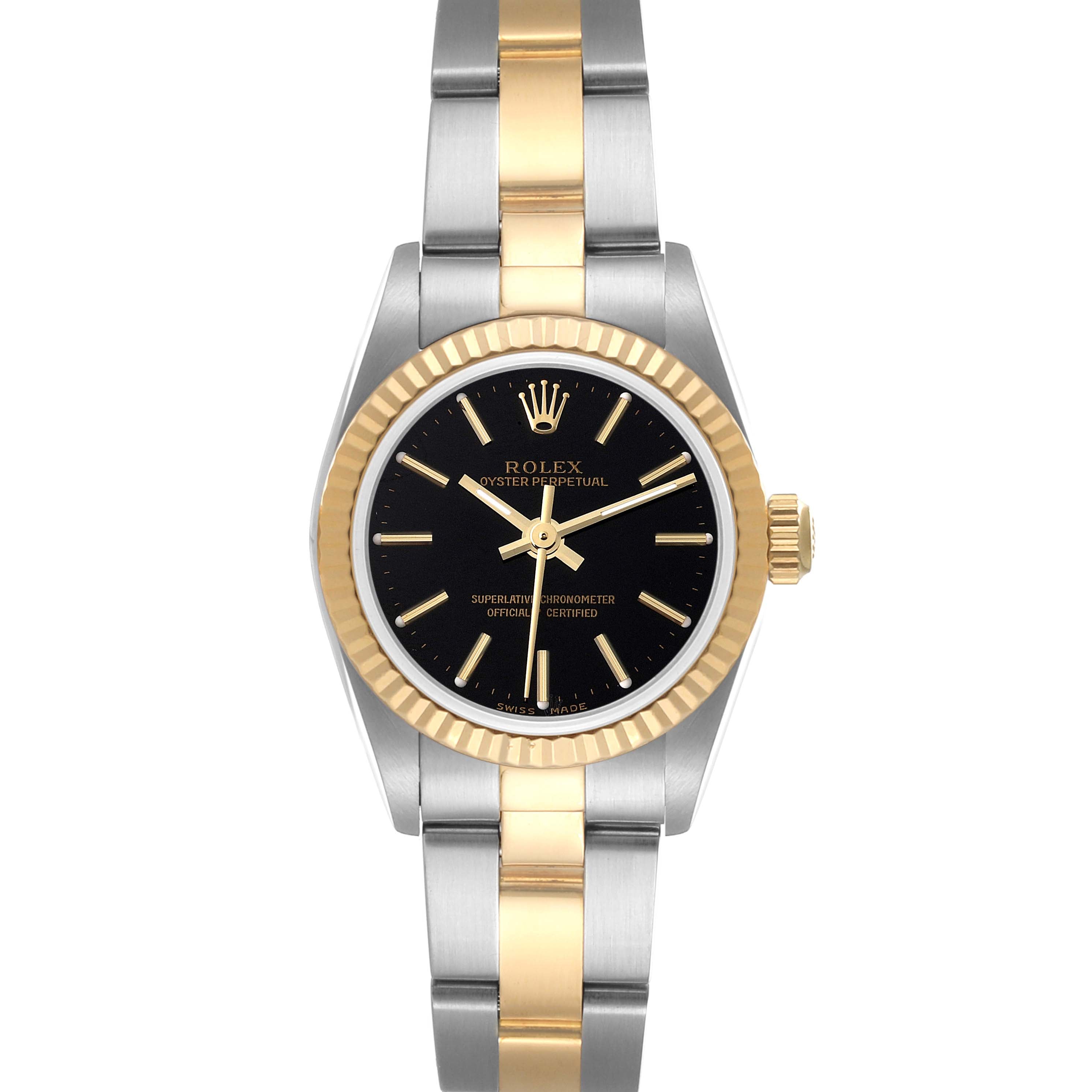 Rolex Oyster Perpetual Steel Yellow Gold Ladies Watch 76193 Box Service Card