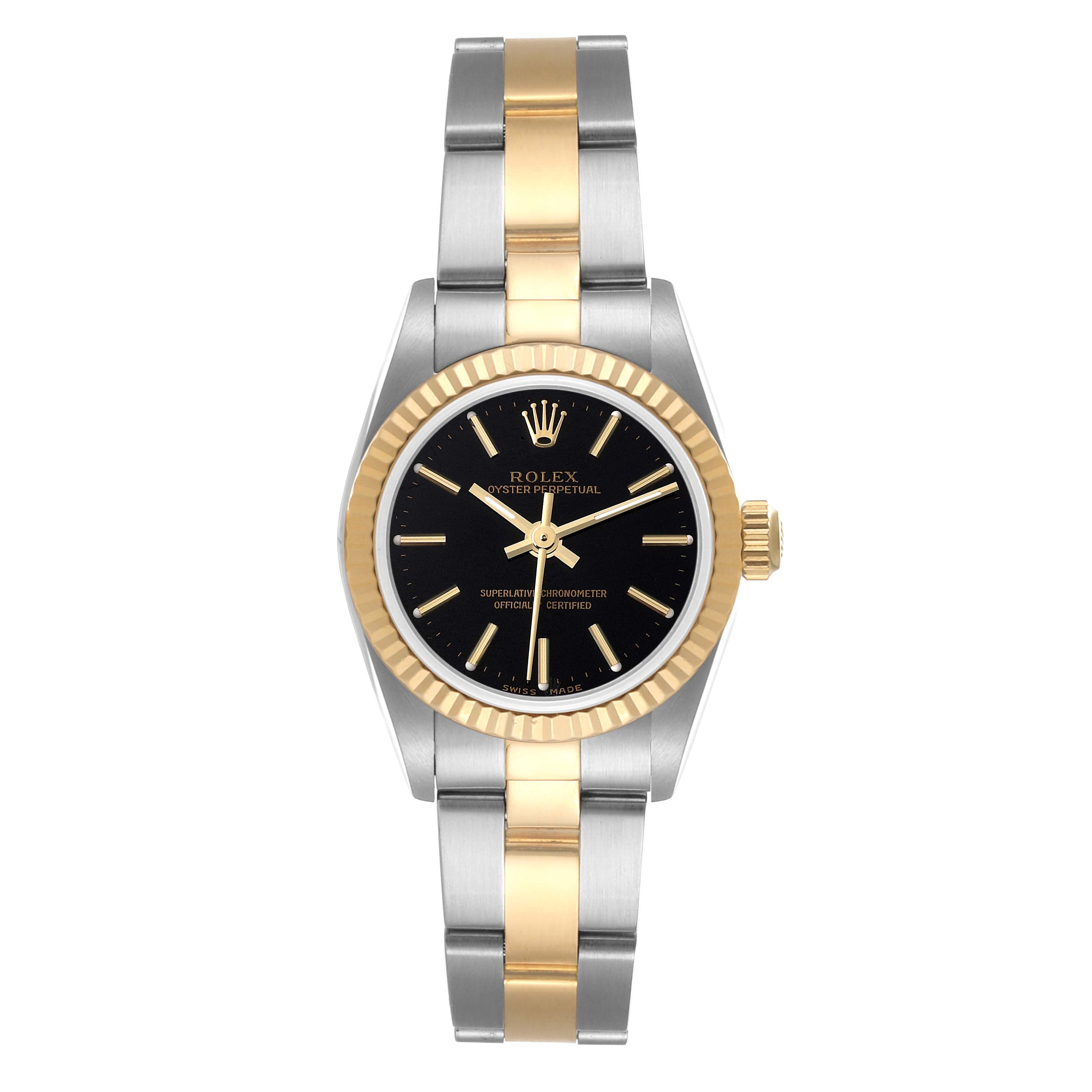 Rolex Oyster Perpetual Steel Yellow Gold Ladies Watch 76193 Box Service Card