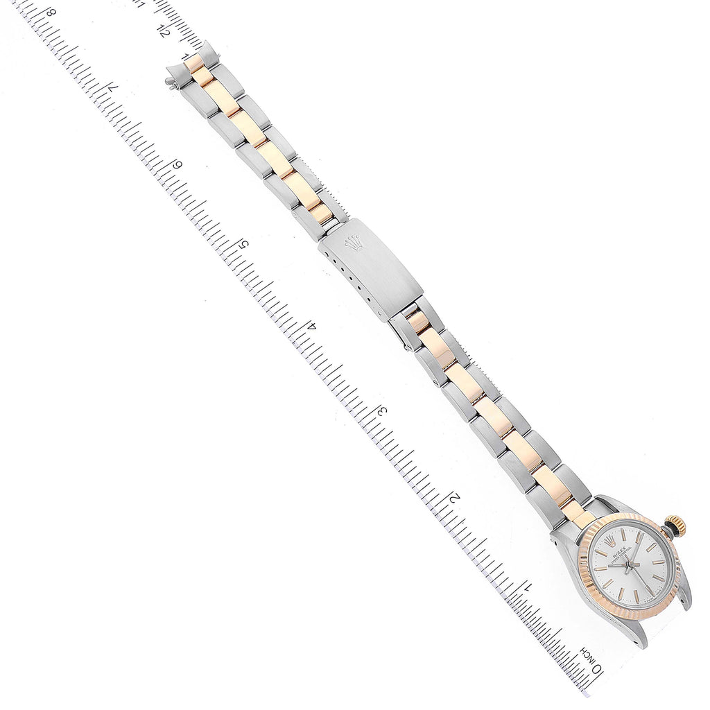 Rolex Oyster Perpetual Steel Yellow Gold Silver Dial Ladies Watch 67193