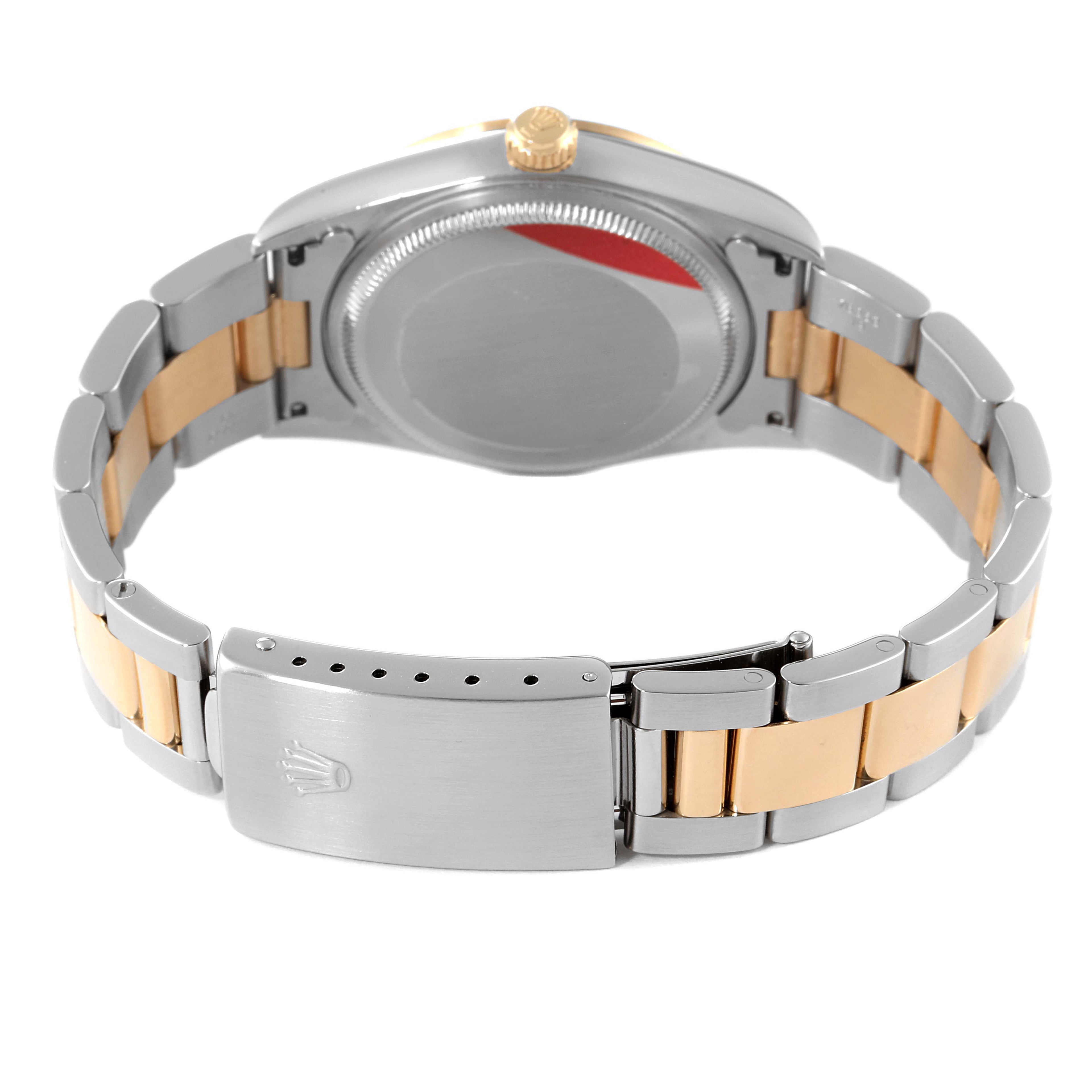 Rolex Oyster Perpetual Steel Yellow Gold Silver Dial Mens Watch 14203