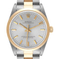 Rolex Oyster Perpetual Steel Yellow Gold Silver Dial Mens Watch 14203