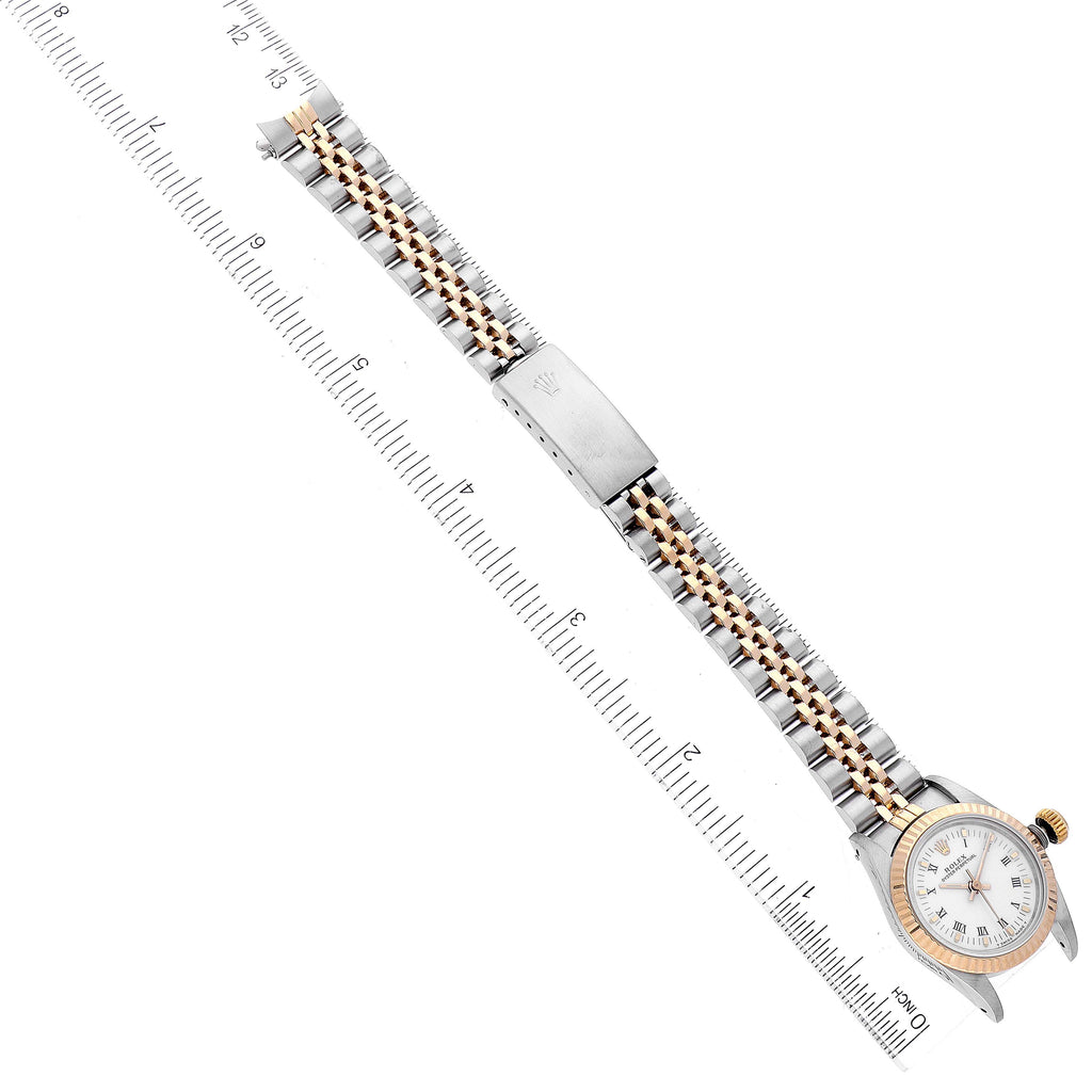 Rolex Oyster Perpetual Steel Yellow Gold White Dial Ladies Watch 67193 Box Paper