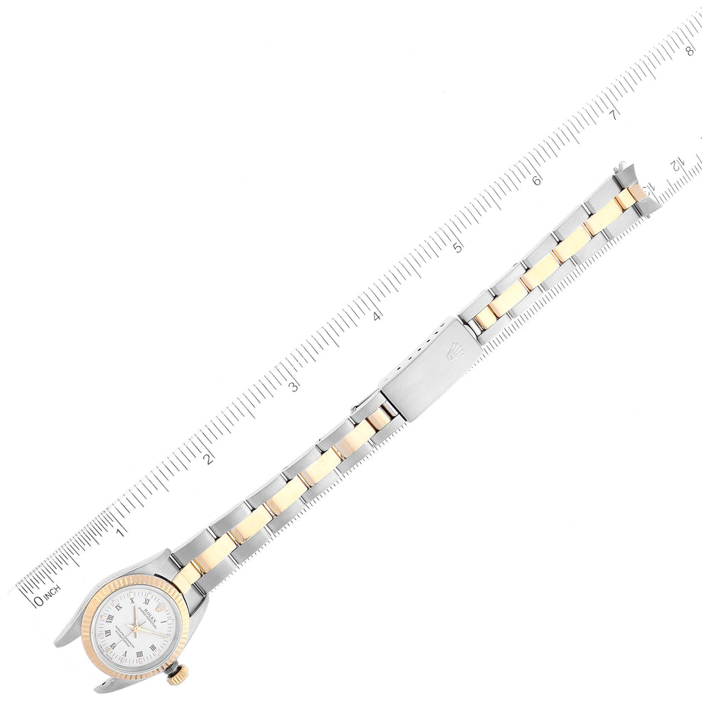 Rolex Oyster Perpetual Steel Yellow Gold White Dial Ladies Watch 76193 Papers
