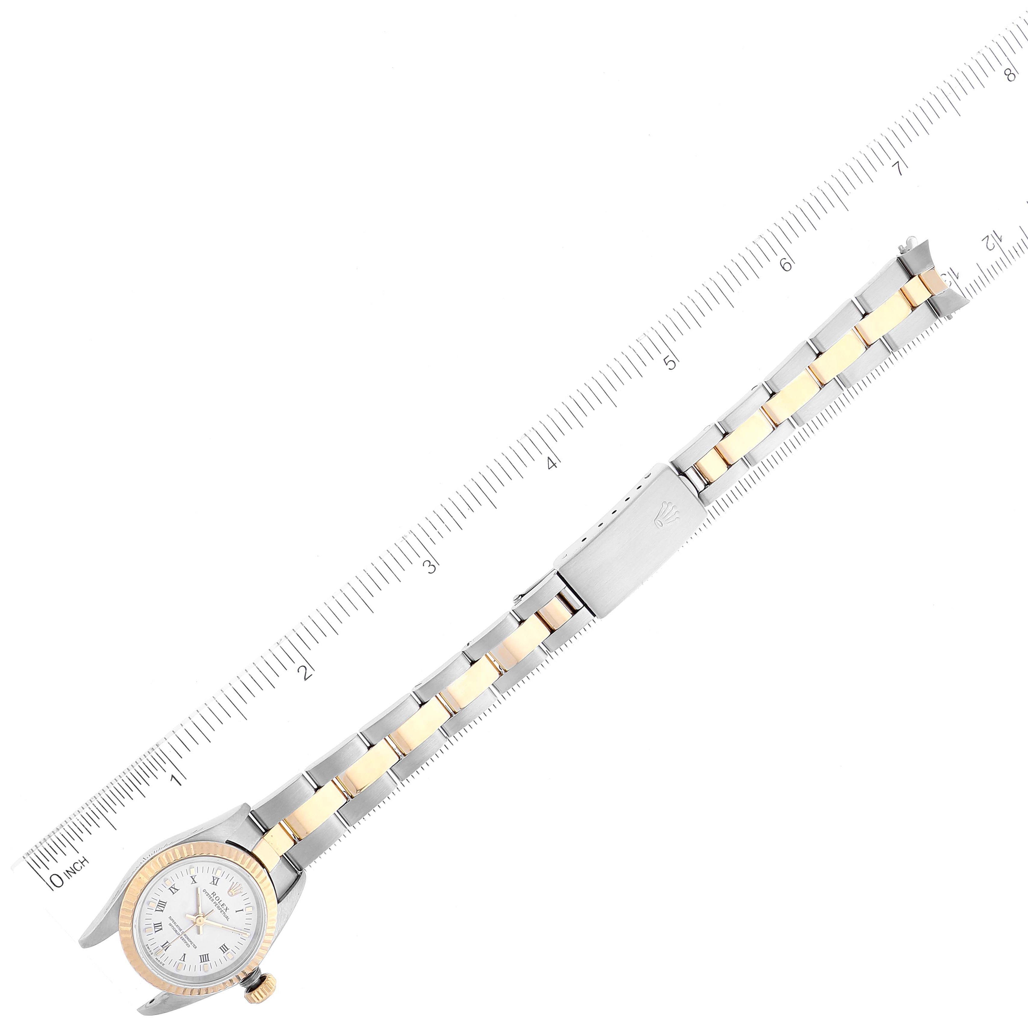 Rolex Oyster Perpetual Steel Yellow Gold White Dial Ladies Watch 76193 Papers
