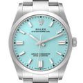 Rolex Oyster Perpetual Turquoise Blue Dial Steel Mens Watch 126000 Unworn