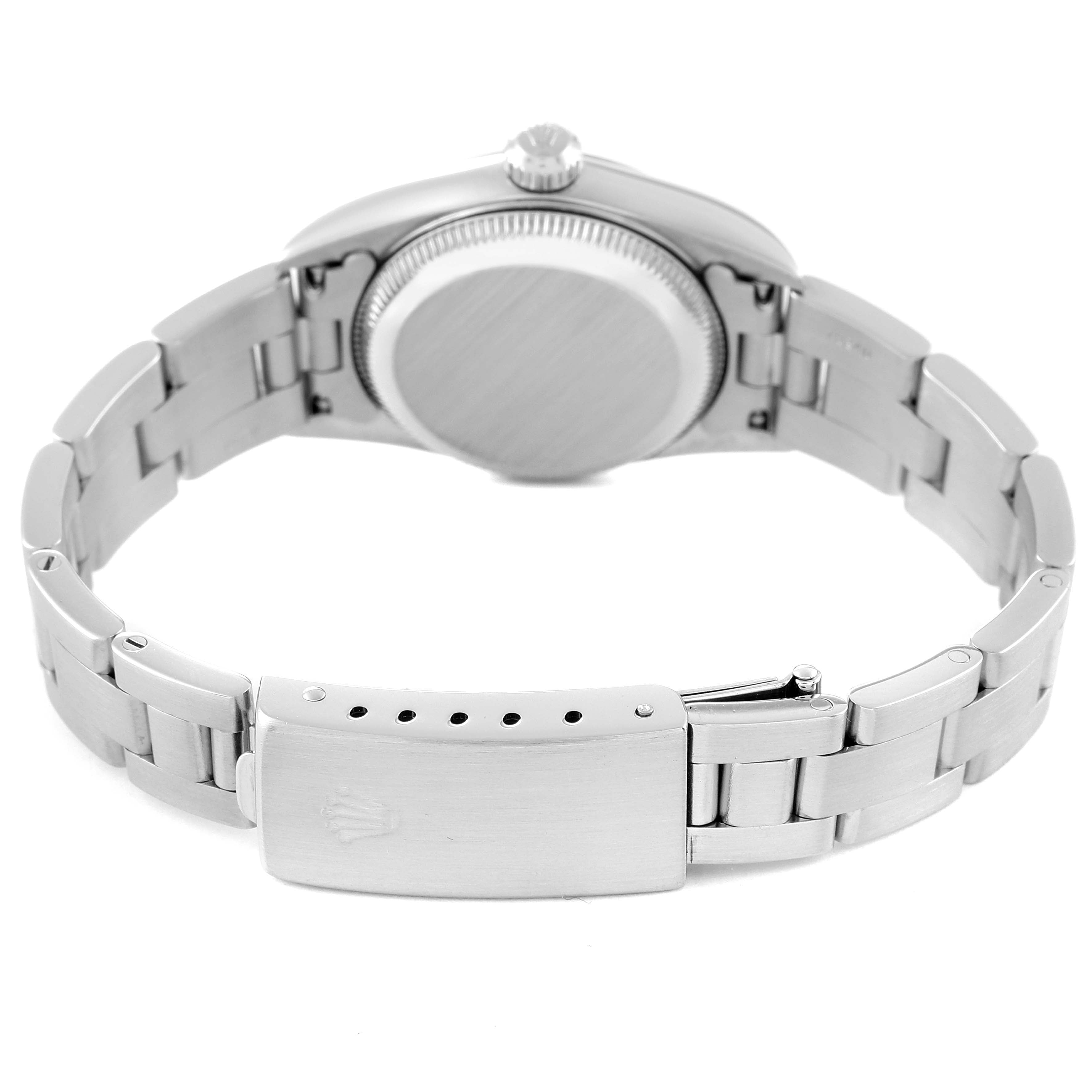 Rolex Oyster Perpetual White Dial Smooth Bezel Steel Ladies Watch 76080 Papers