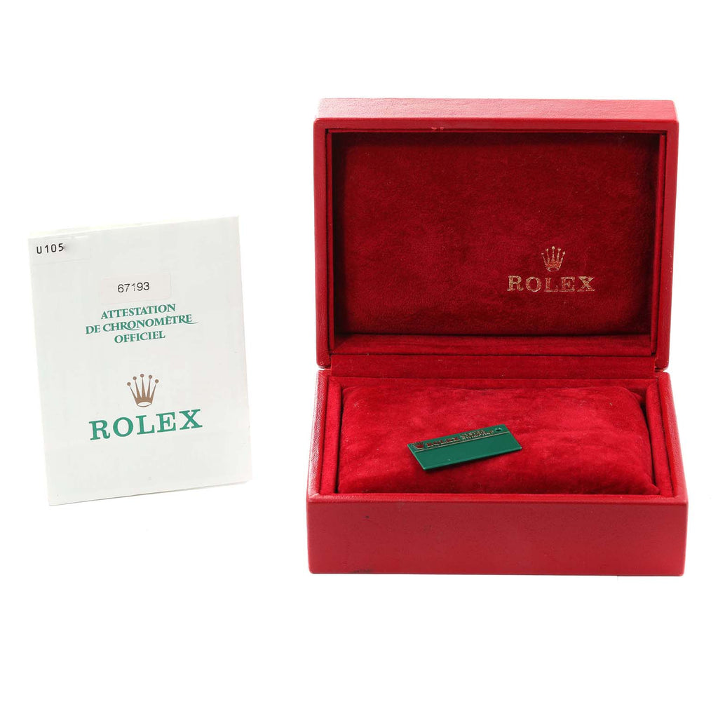 Rolex Oyster Perpetual Yellow Gold Champagne Dial Ladies Watch 67193 Box Papers
