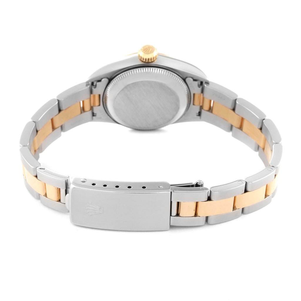 Rolex Oyster Perpetual Yellow Gold Champagne Dial Ladies Watch 67193 Box Papers