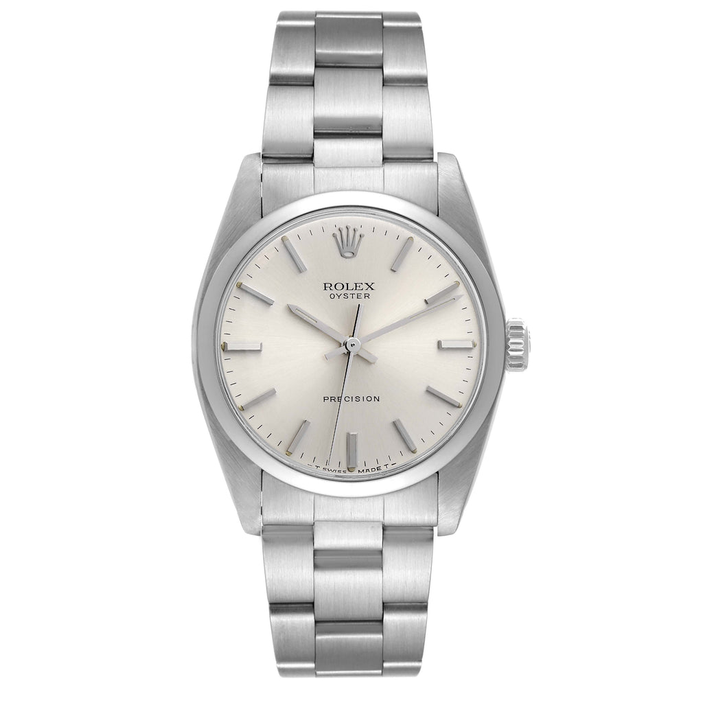 Rolex Oyster Precision Stainless Steel Silver Dial Vintage Mens Watch 6426