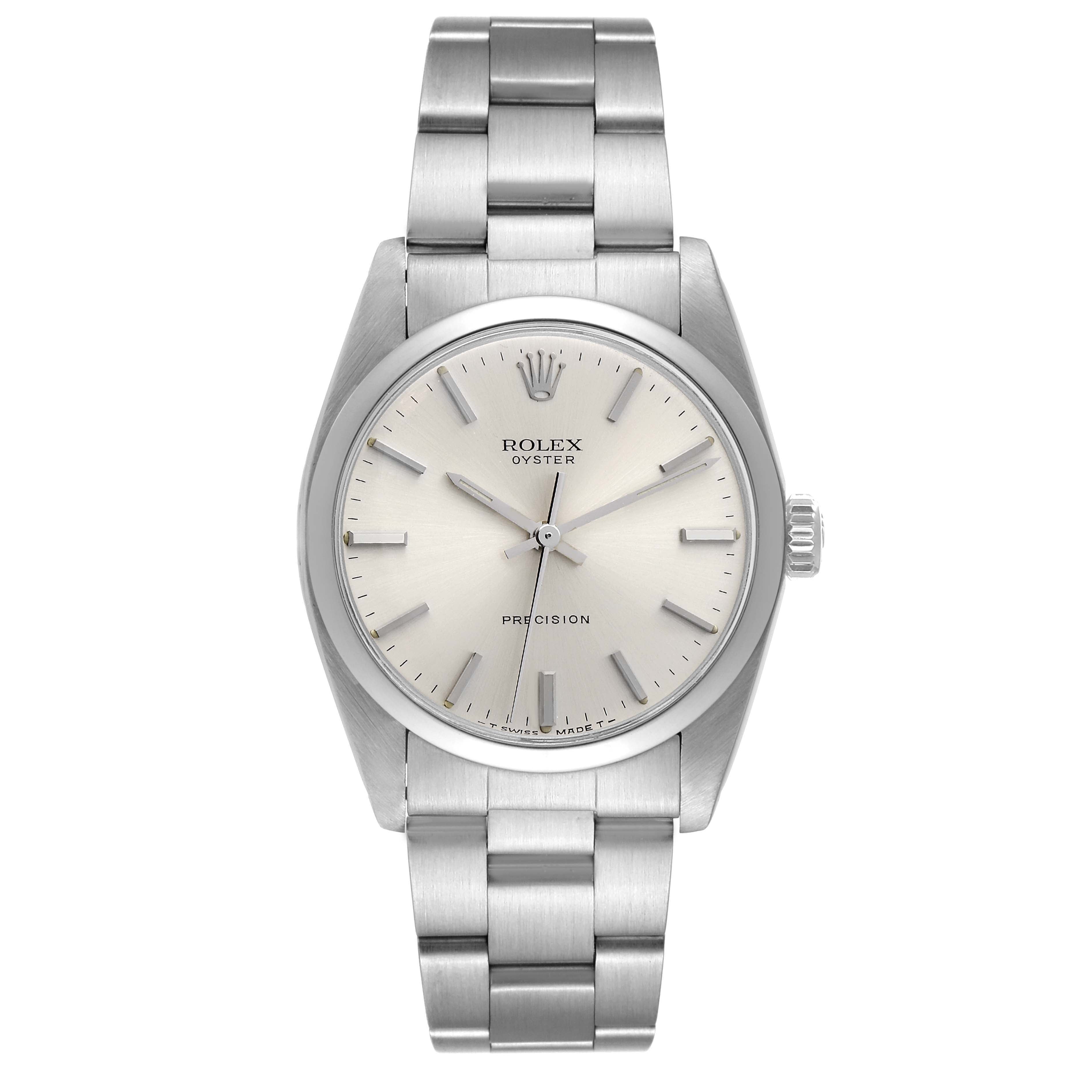 Rolex Oyster Precision Stainless Steel Silver Dial Vintage Mens Watch 6426