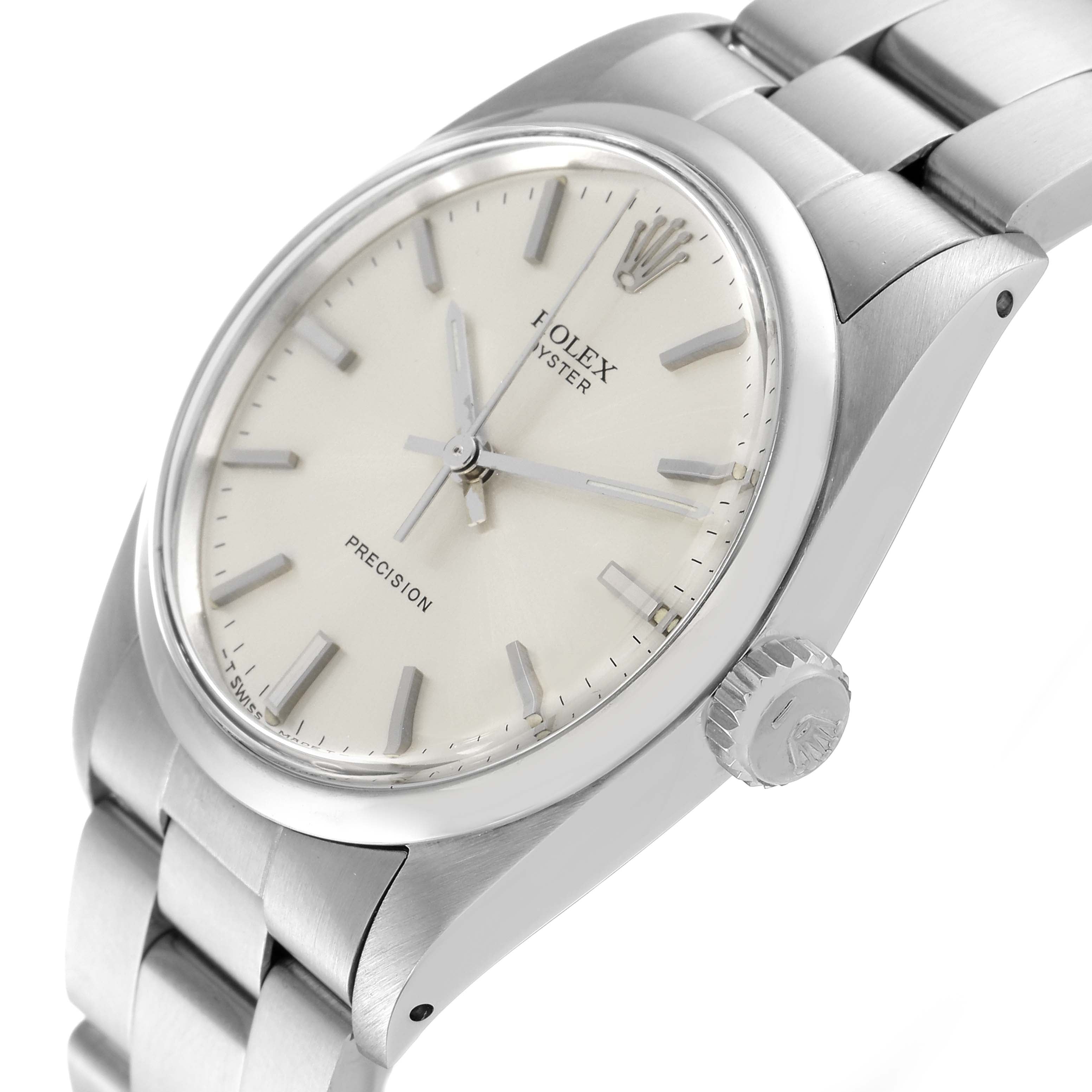 Rolex Oyster Precision Stainless Steel Silver Dial Vintage Mens Watch 6426