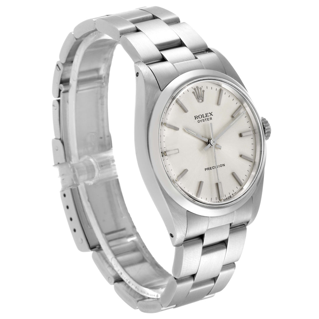 Rolex Oyster Precision Stainless Steel Silver Dial Vintage Mens Watch 6426