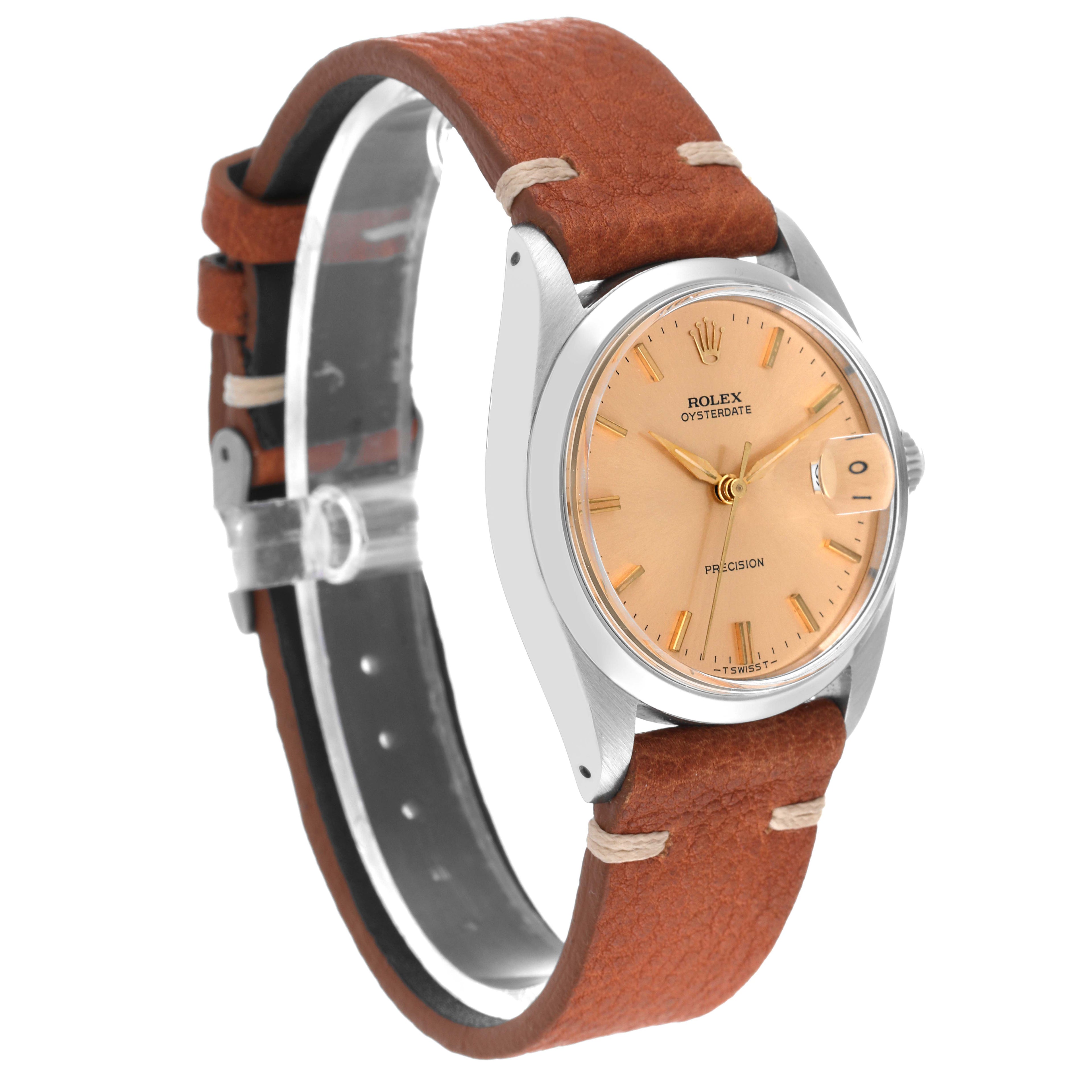 Rolex OysterDate Precision Bronze Dial Vintage Steel Mens Watch 6694