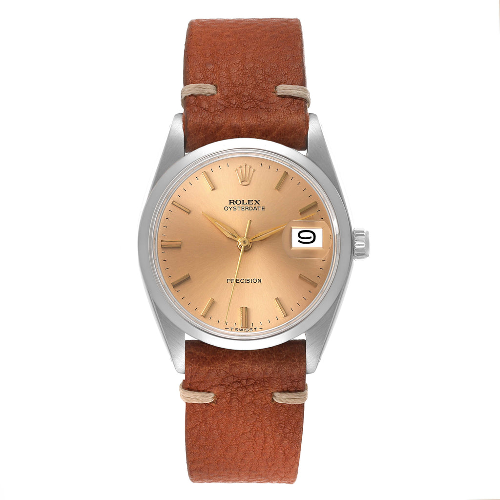 Rolex OysterDate Precision Bronze Dial Vintage Steel Mens Watch 6694