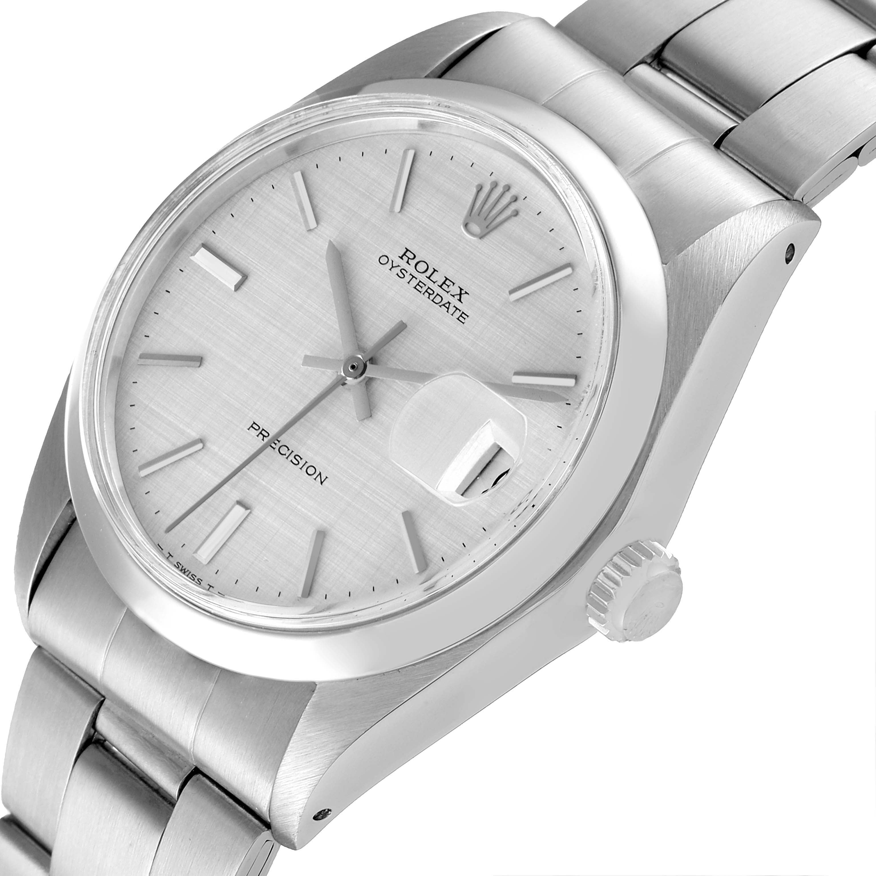 Rolex OysterDate Precision Linen Dial Steel Vintage Mens Watch 6694