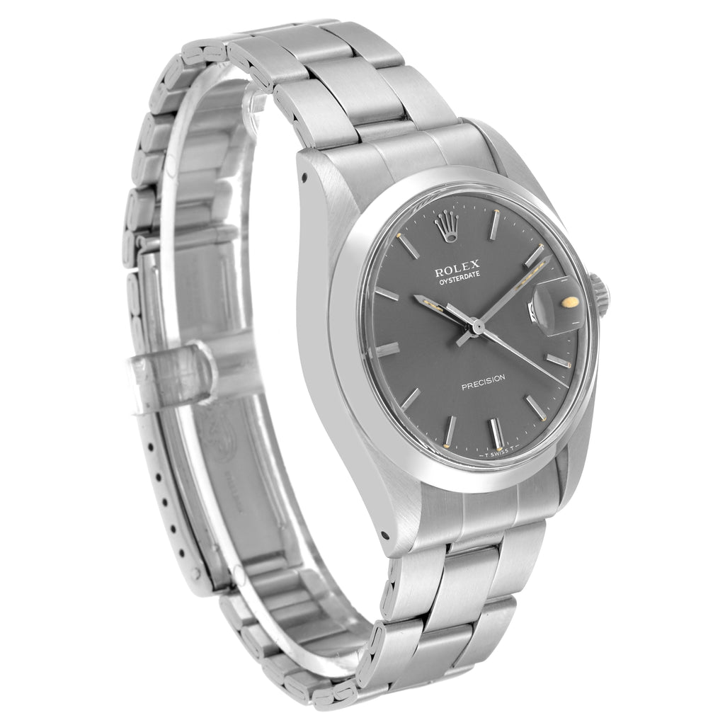 Rolex OysterDate Precision Slate Grey Dial Steel Vintage Mens Watch 6694