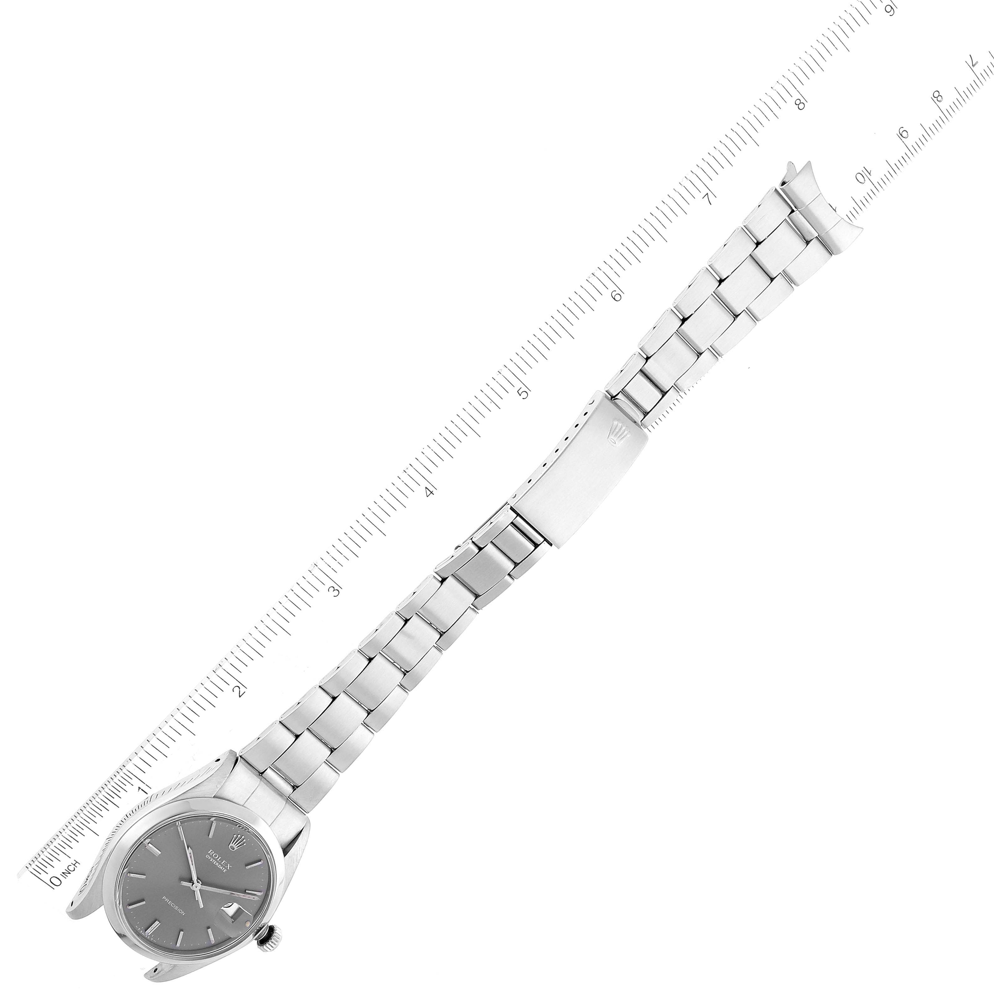 Rolex OysterDate Precision Slate Grey Dial Steel Vintage Mens Watch 6694