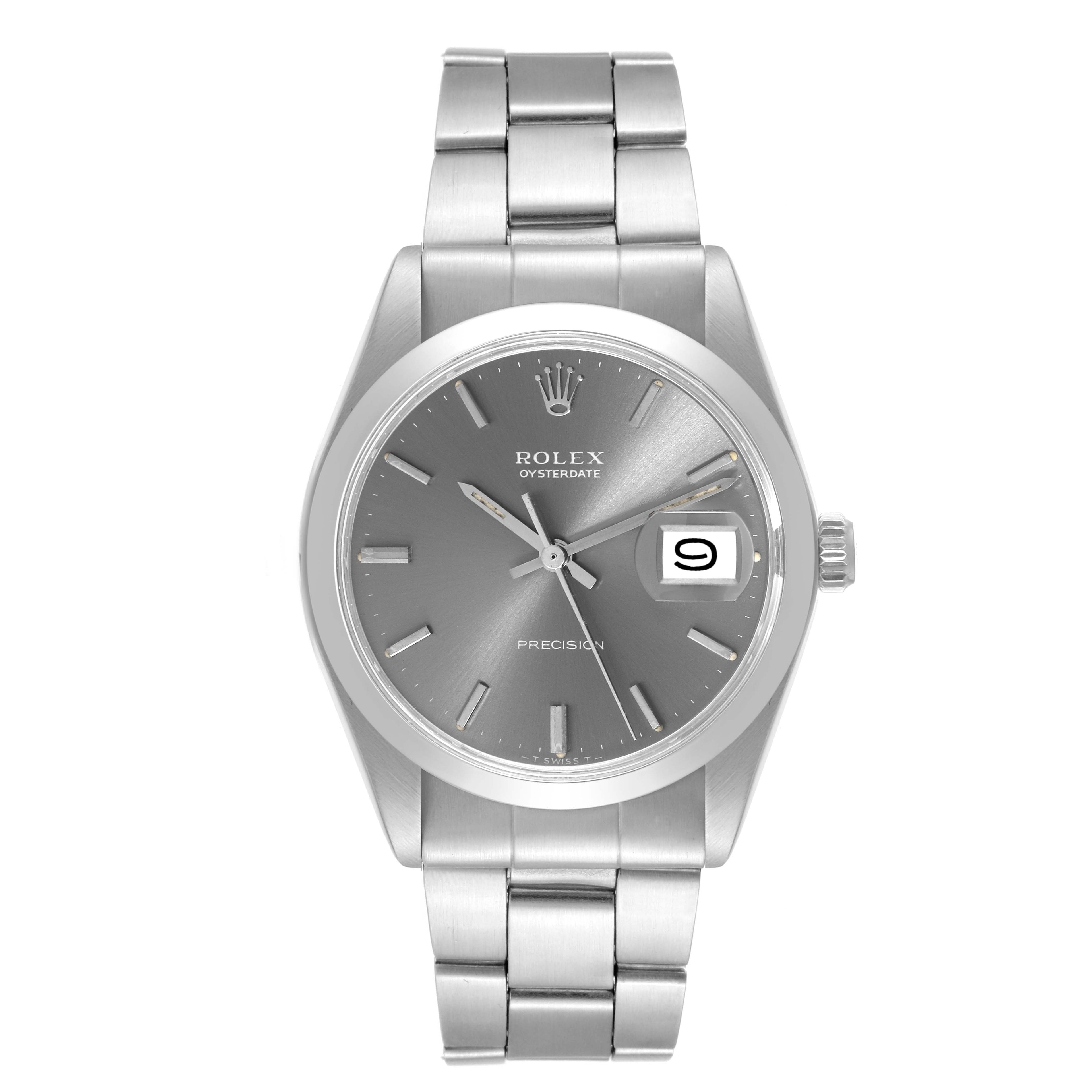 Rolex OysterDate Precision Slate Grey Dial Steel Vintage Mens Watch 6694