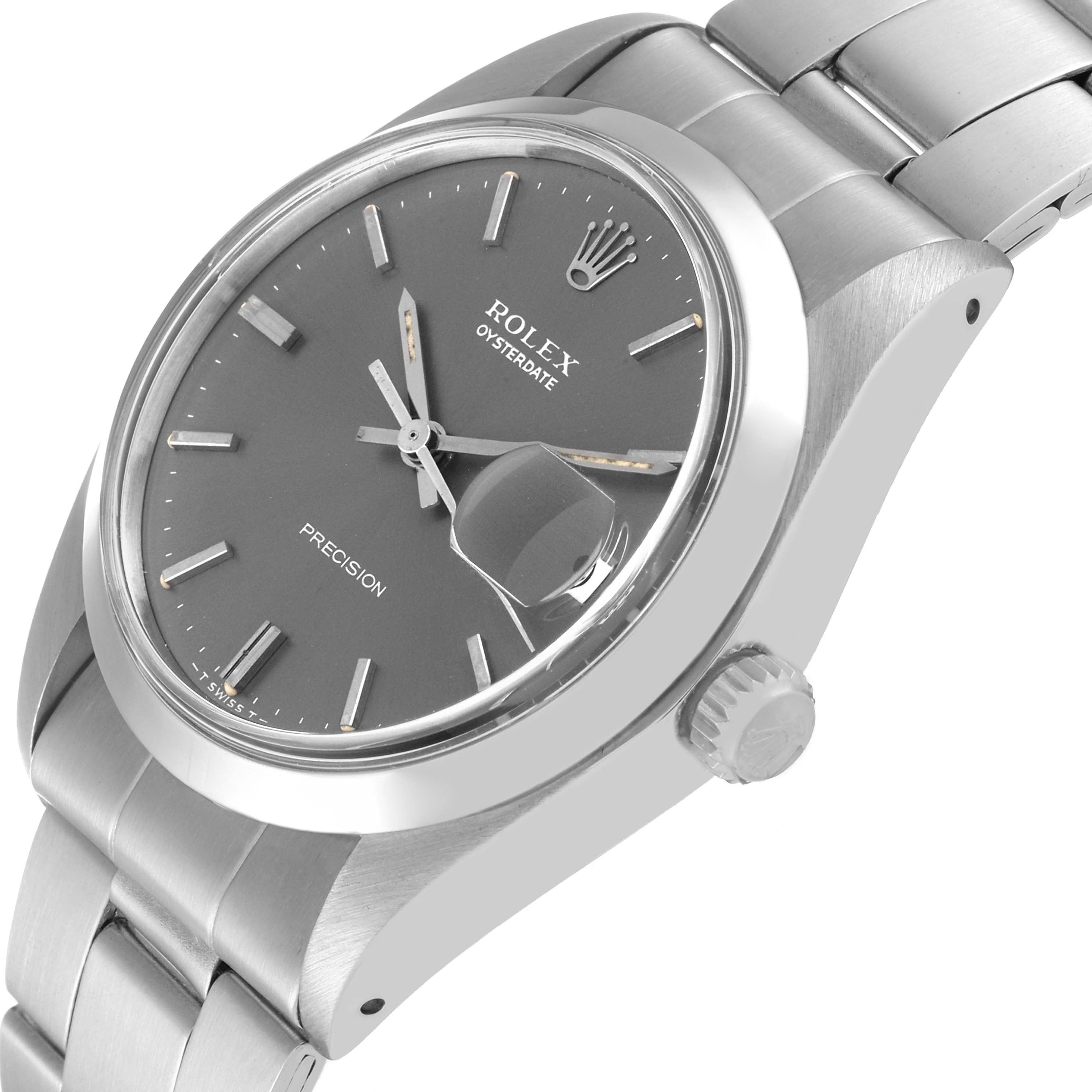 Rolex OysterDate Precision Slate Grey Dial Steel Vintage Mens Watch 6694