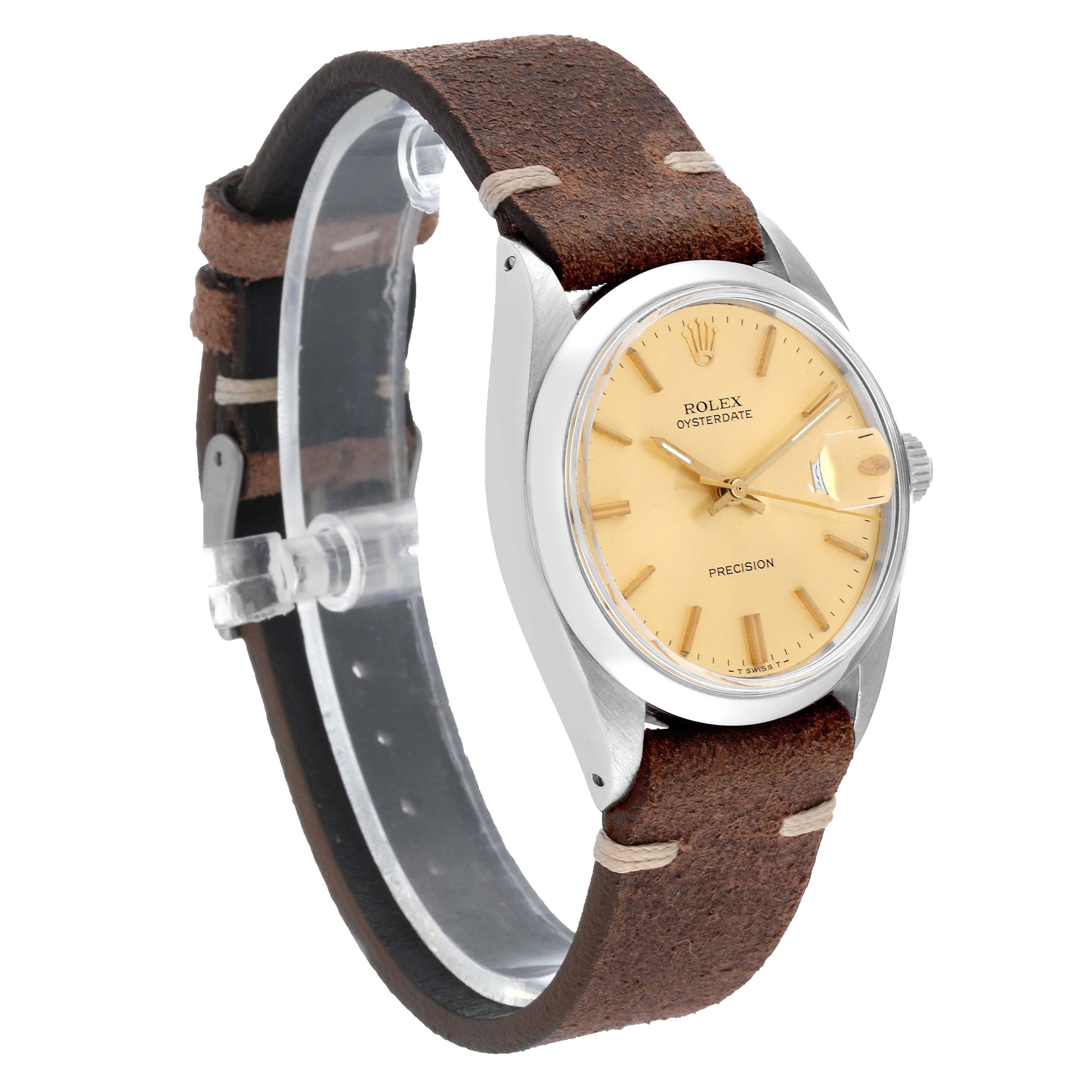 Rolex OysterDate Precision Steel Champagne Dial Vintage Mens Watch 6694