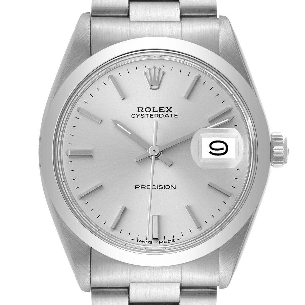 Rolex OysterDate Precision Steel Vintage Mens Watch 6694 Box Service Card