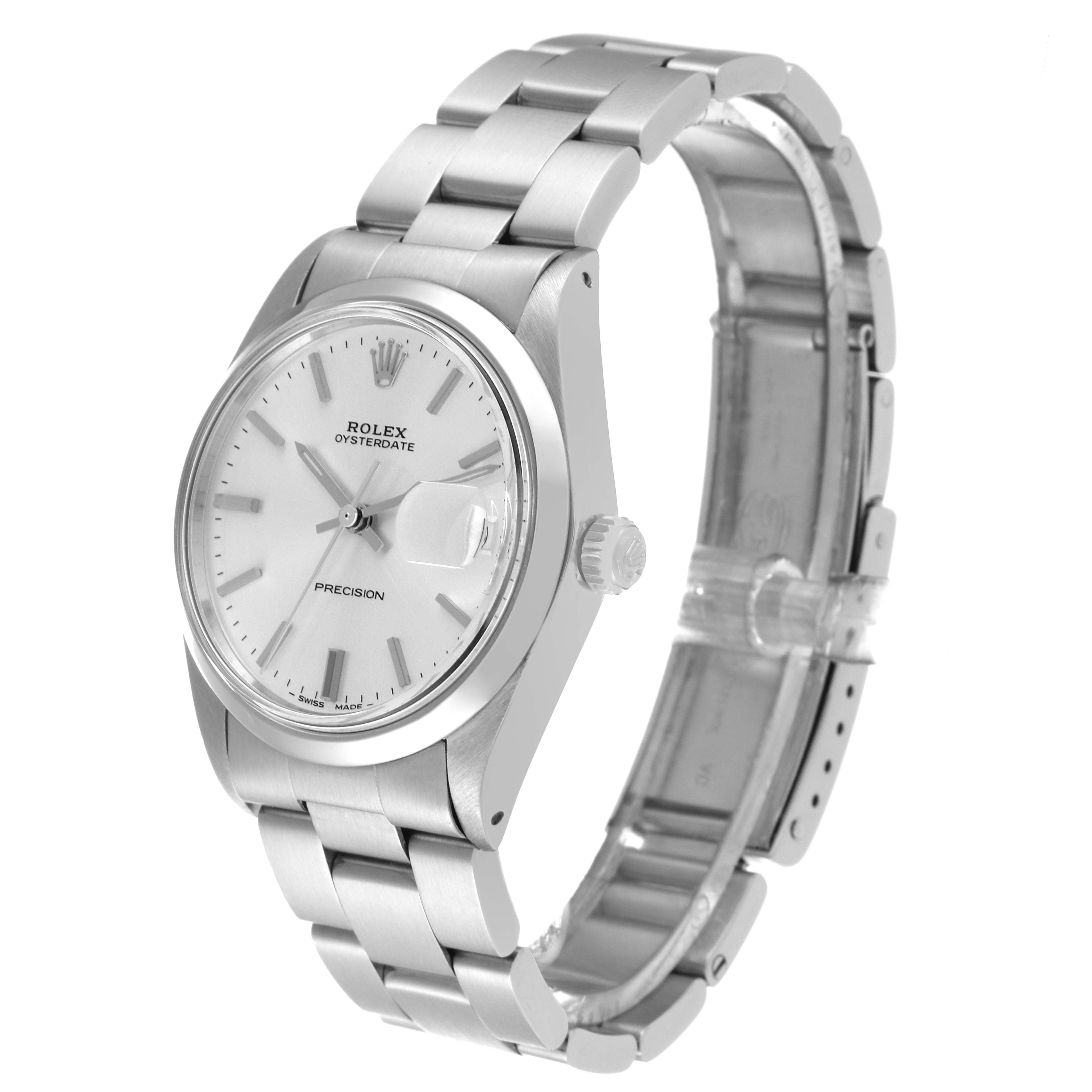Rolex OysterDate Precision Steel Vintage Mens Watch 6694 Box Service Card