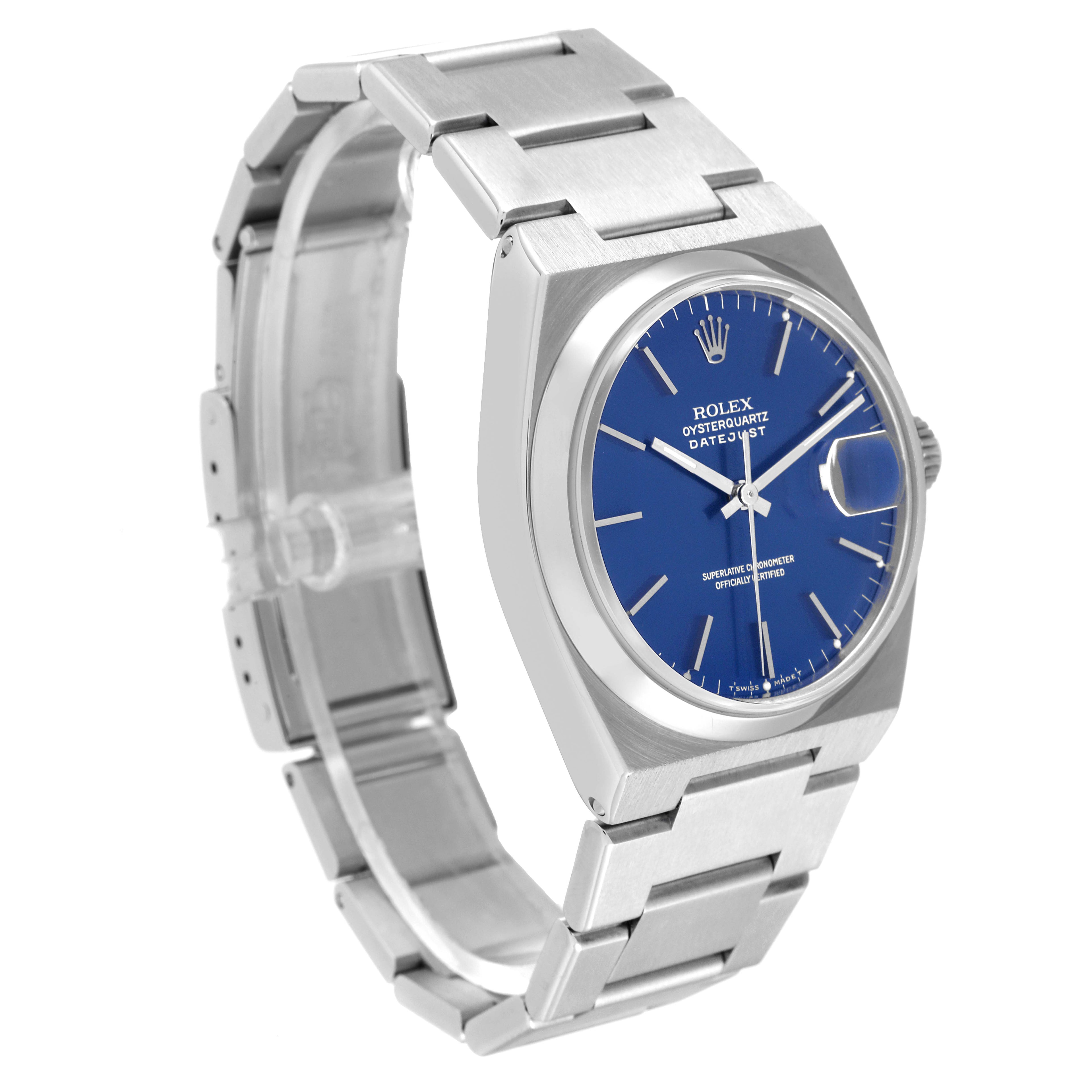 Rolex Oysterquartz Datejust Blue Dial Steel Mens Watch 17000