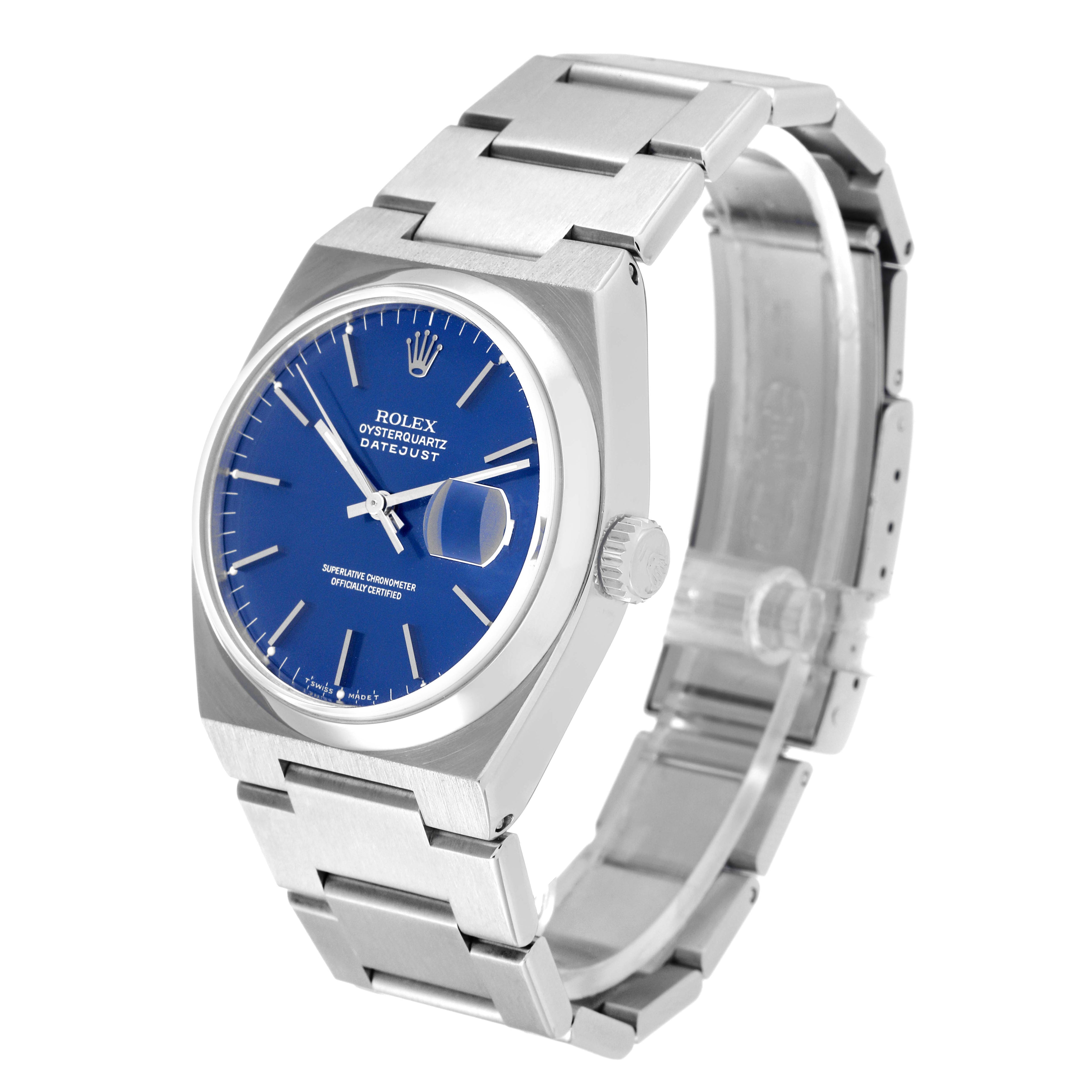 Rolex Oysterquartz Datejust Blue Dial Steel Mens Watch 17000