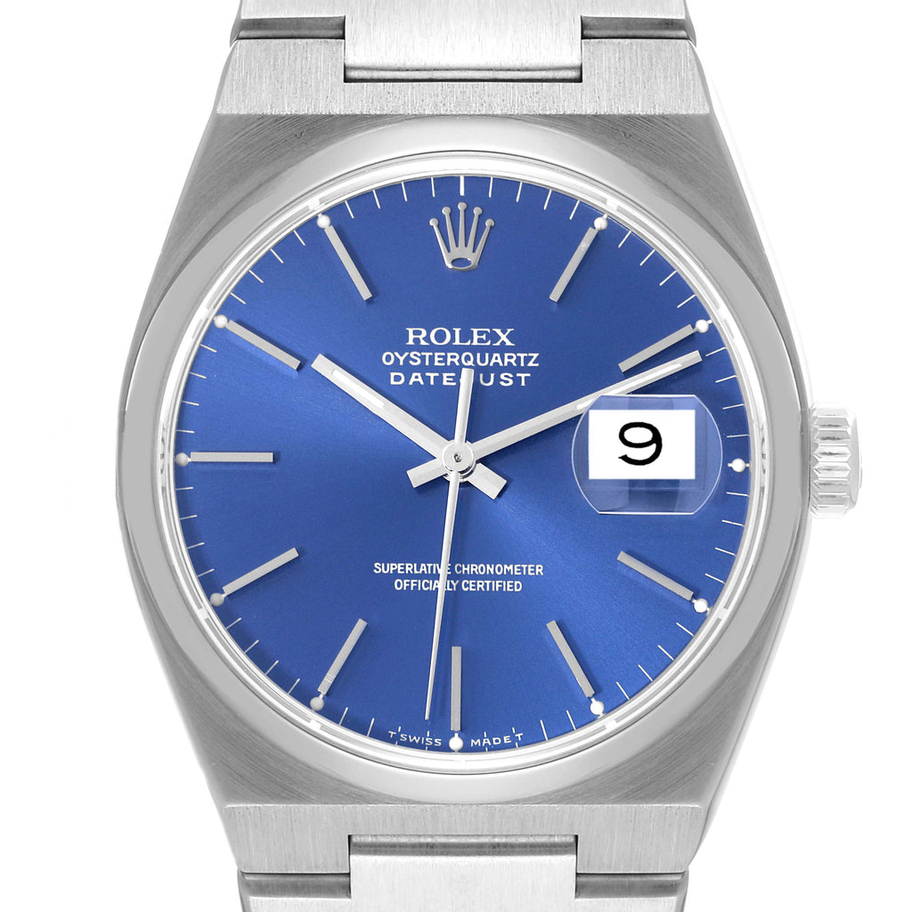 Rolex Oysterquartz Datejust Blue Dial Steel Mens Watch 17000