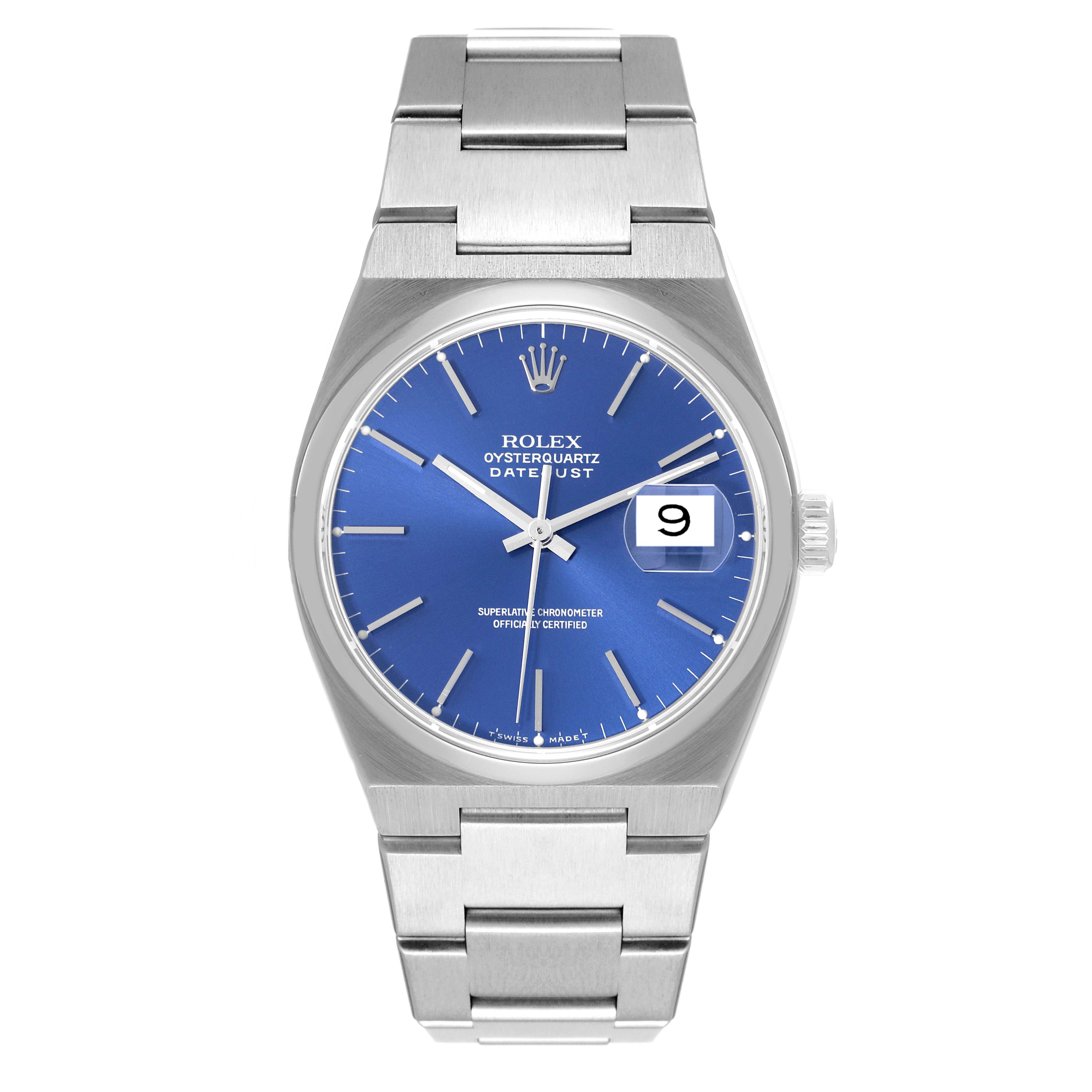 Rolex Oysterquartz Datejust Blue Dial Steel Mens Watch 17000