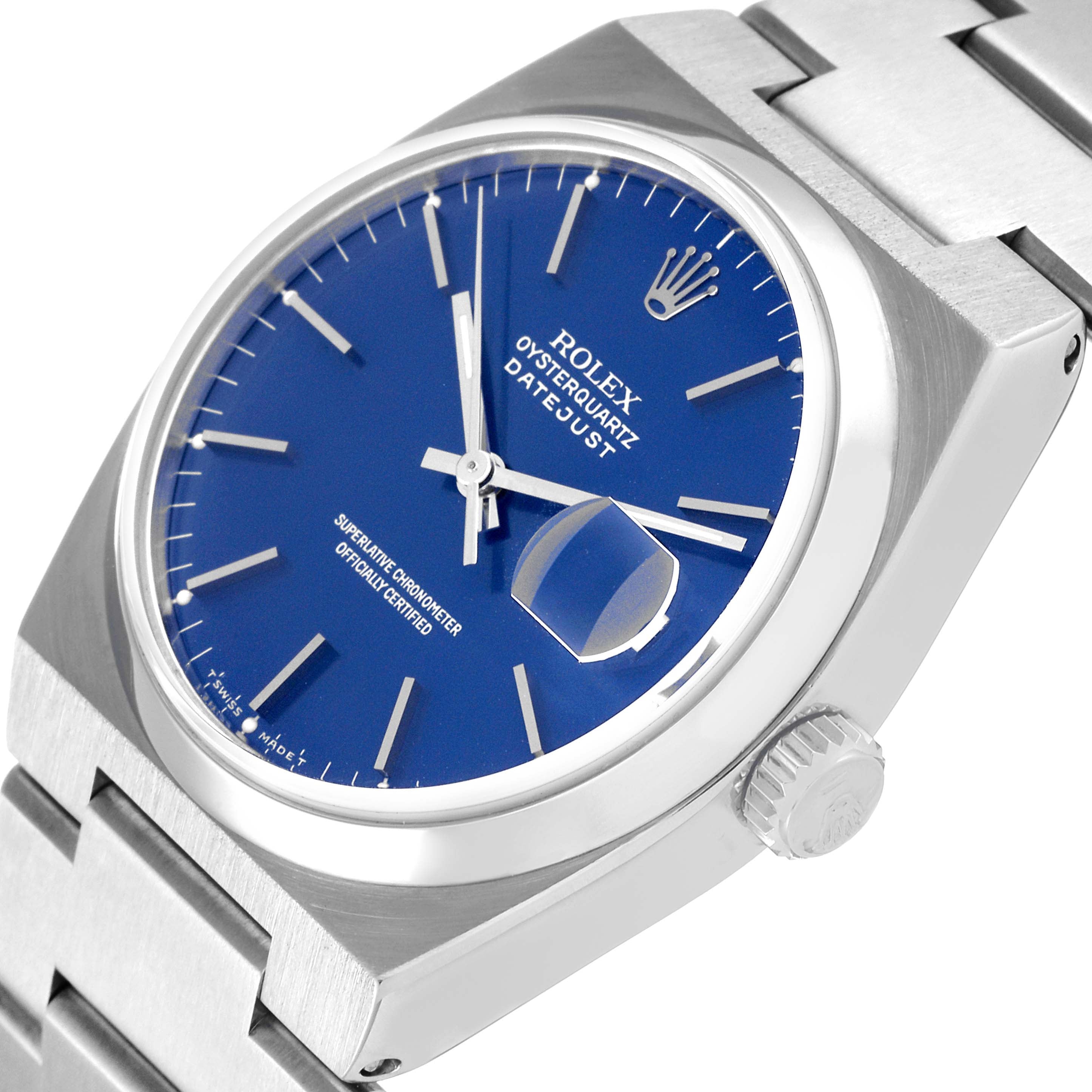 Rolex Oysterquartz Datejust Blue Dial Steel Mens Watch 17000