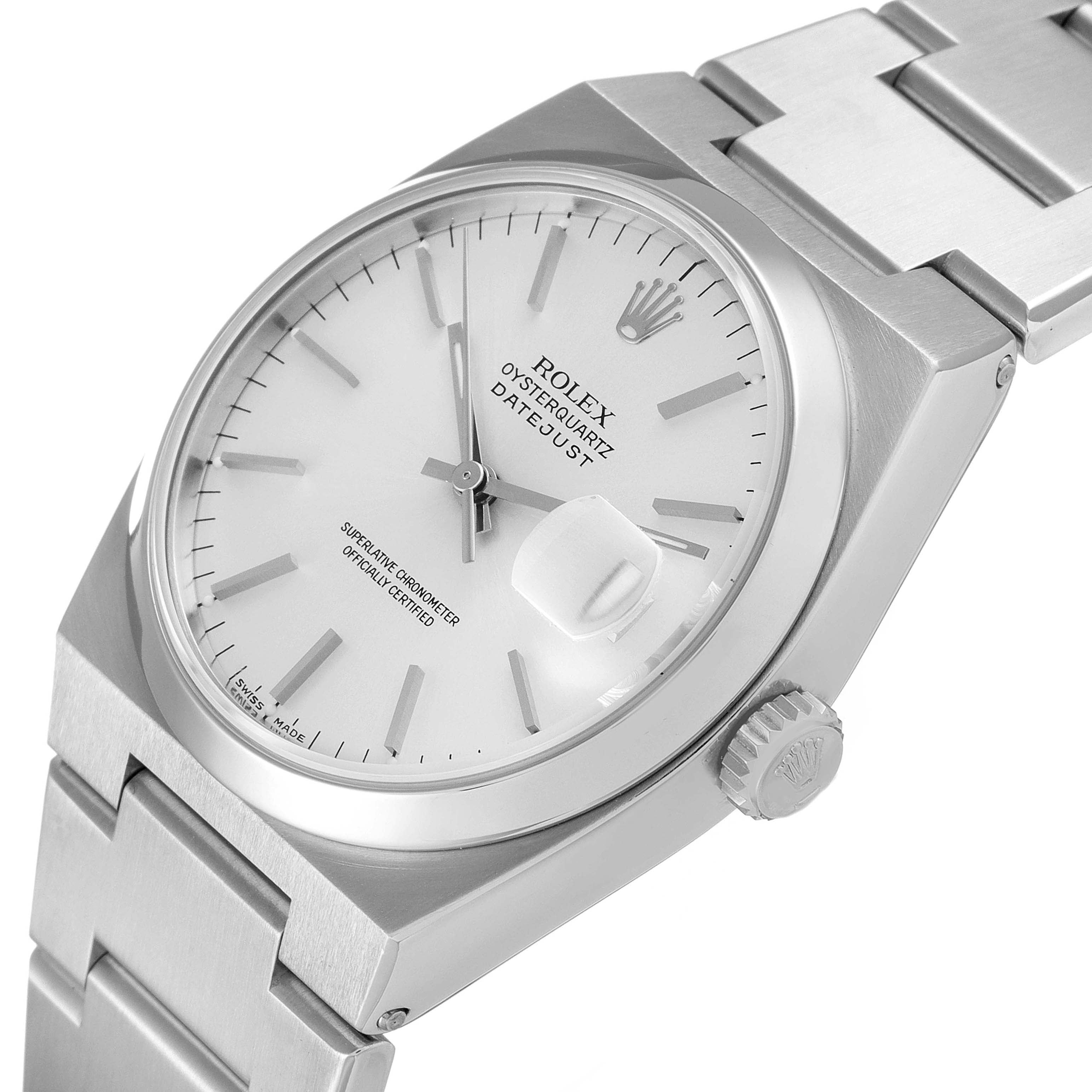 Rolex Oysterquartz Datejust Silver Dial Steel Mens Watch 17000 Box Papers