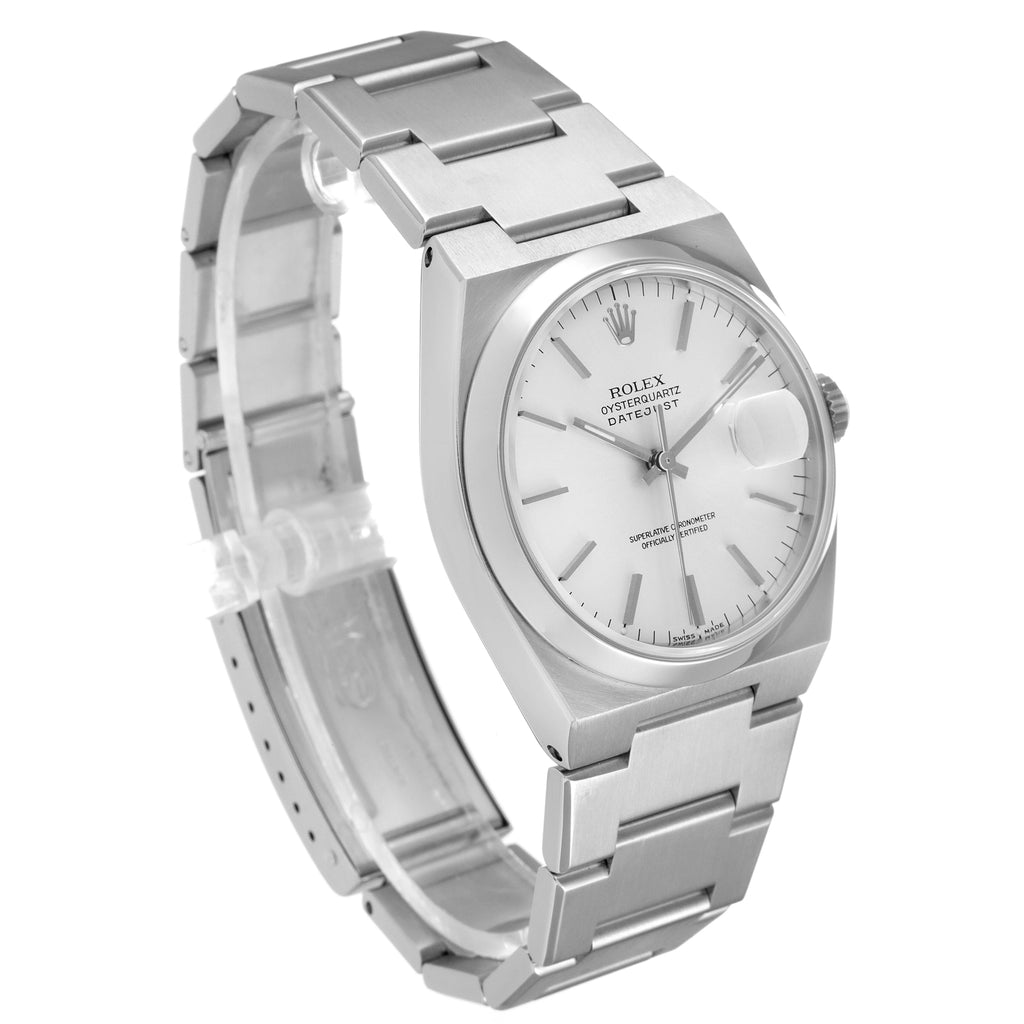 Rolex Oysterquartz Datejust Silver Dial Steel Mens Watch 17000 Box Papers