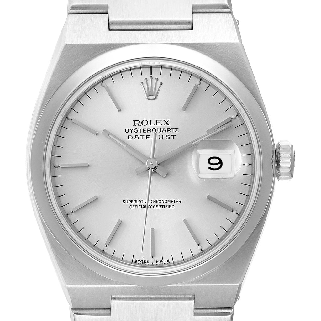 Rolex Oysterquartz Datejust Silver Dial Steel Mens Watch 17000 Box Papers
