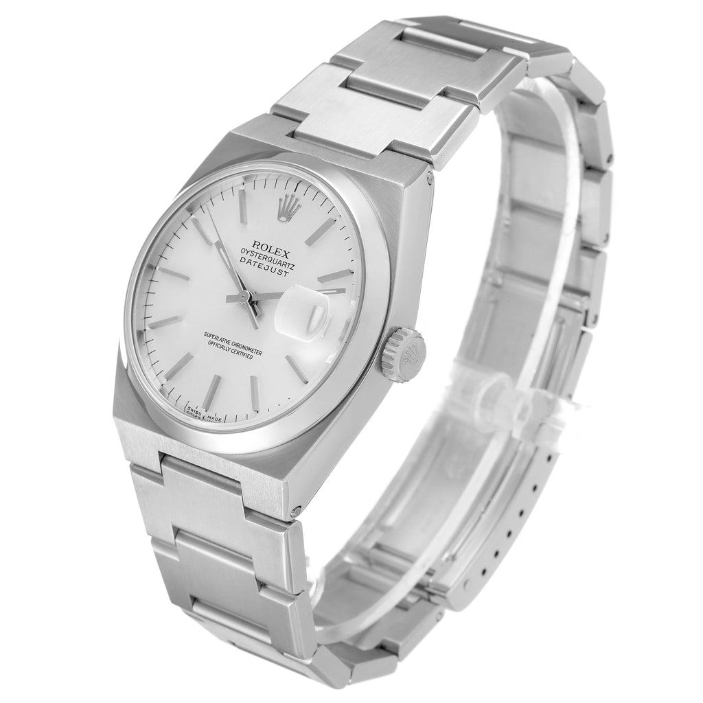 Rolex Oysterquartz Datejust Silver Dial Steel Mens Watch 17000 Box Papers