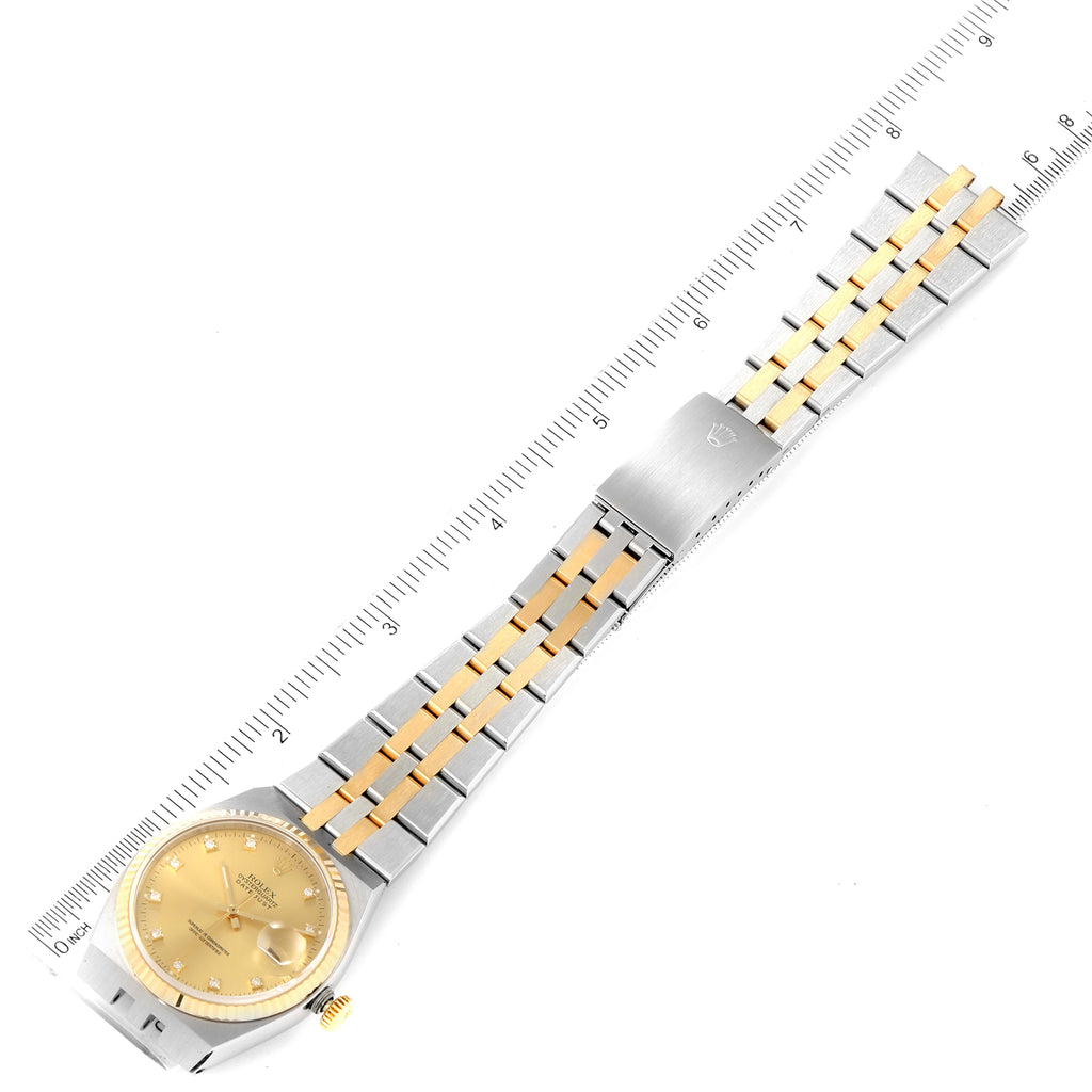 Rolex Oysterquartz Datejust Steel Yellow Gold Diamond Mens Watch 17013