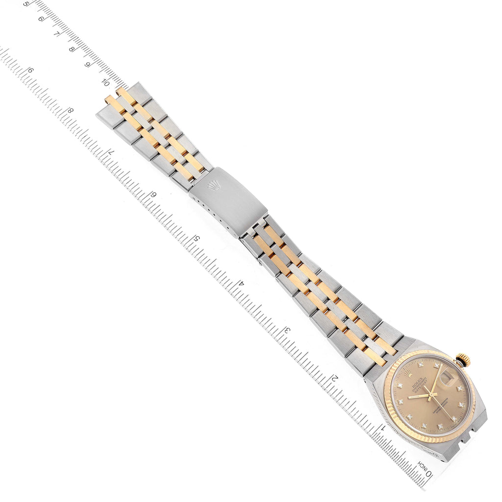 Rolex Oysterquartz Datejust Steel Yellow Gold Diamond Watch 17013 Box Papers