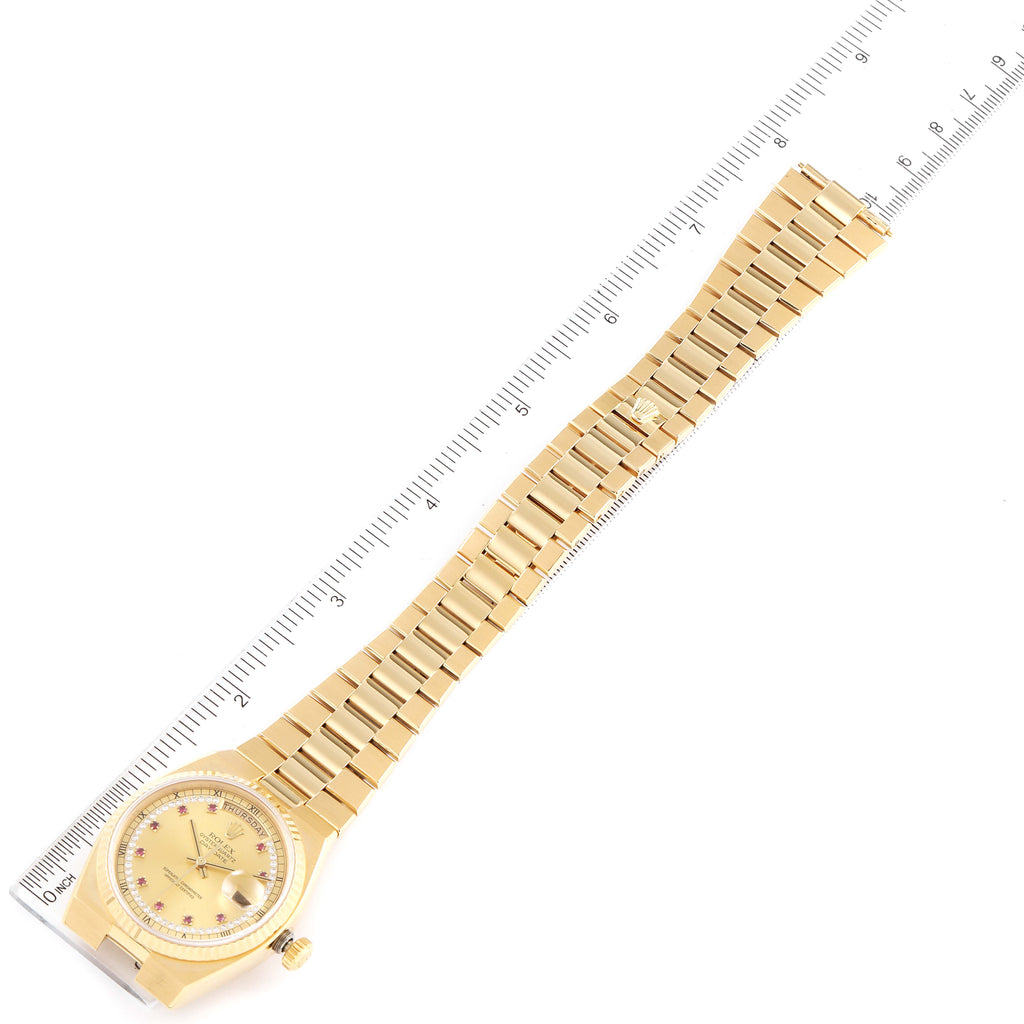 Rolex Oysterquartz President Day-Date Yellow Gold Diamond Rubies Watch 19018