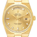 Rolex Oysterquartz President Day-Date Yellow Gold Diamond Watch 19018 Box Papers