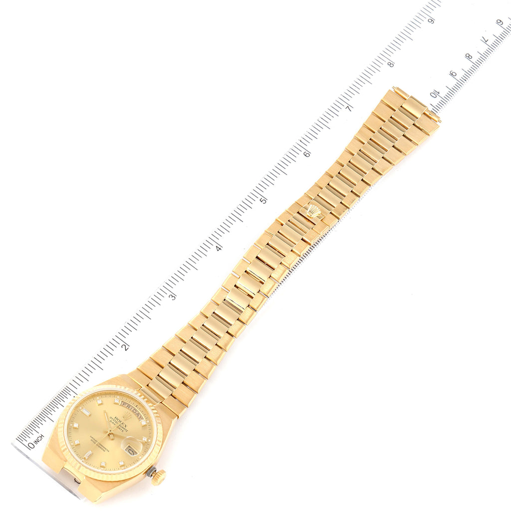 Rolex Oysterquartz President Day-Date Yellow Gold Diamond Watch 19018 Box Papers
